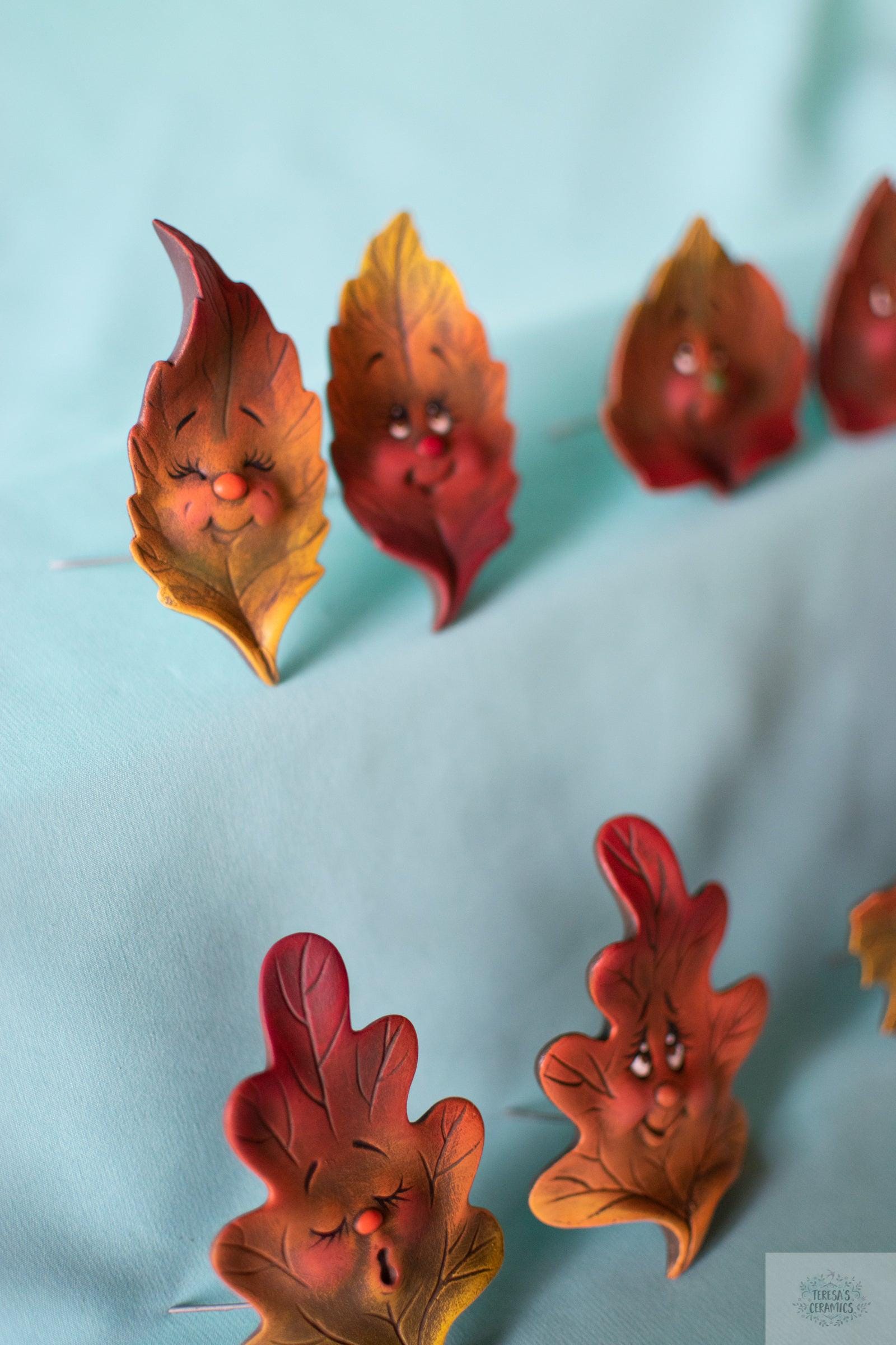 Fall Leaves | Set of 8 | Autumn Leaf Set - Teresa&#39;s Ceramics