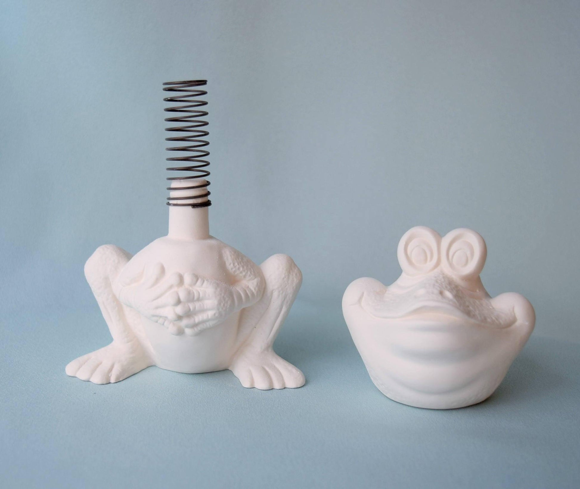 Bisque Bobble Head | Frog - Teresa&#39;s Ceramics