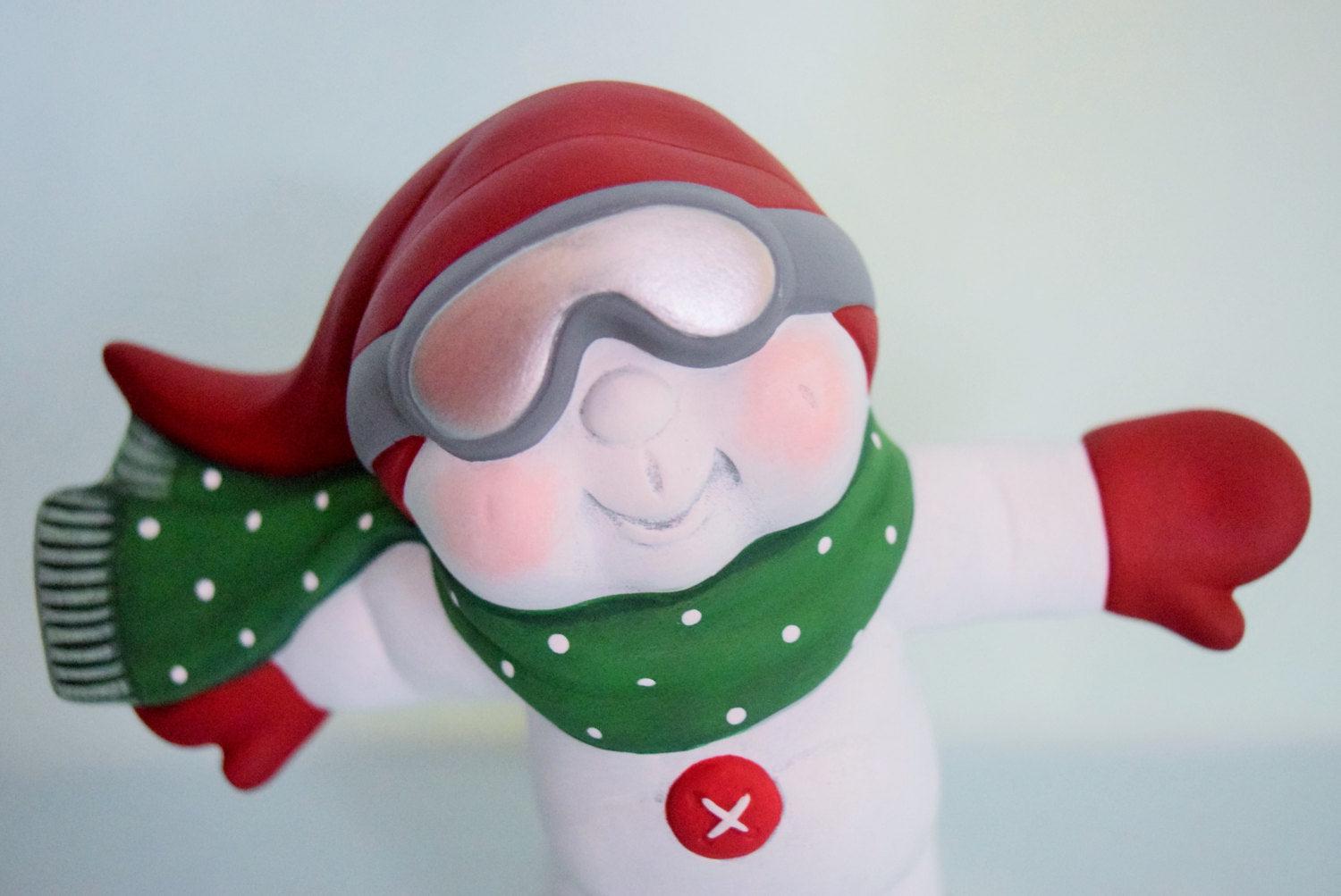 Snowboarding Snow Man - Teresa&#39;s Ceramics