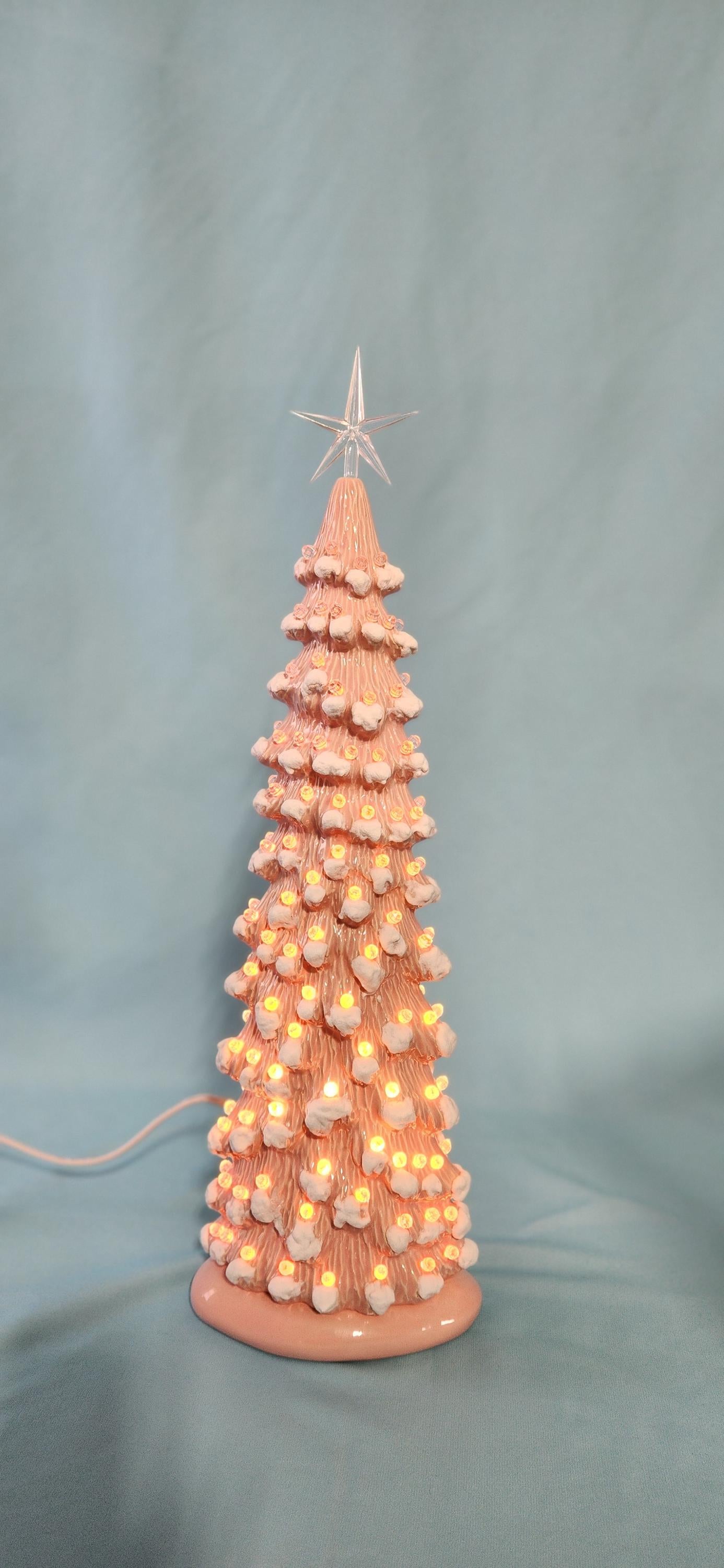 Pink Ceramic Christmas Tree | Slim Style | Snowy Pine | Free Shipping