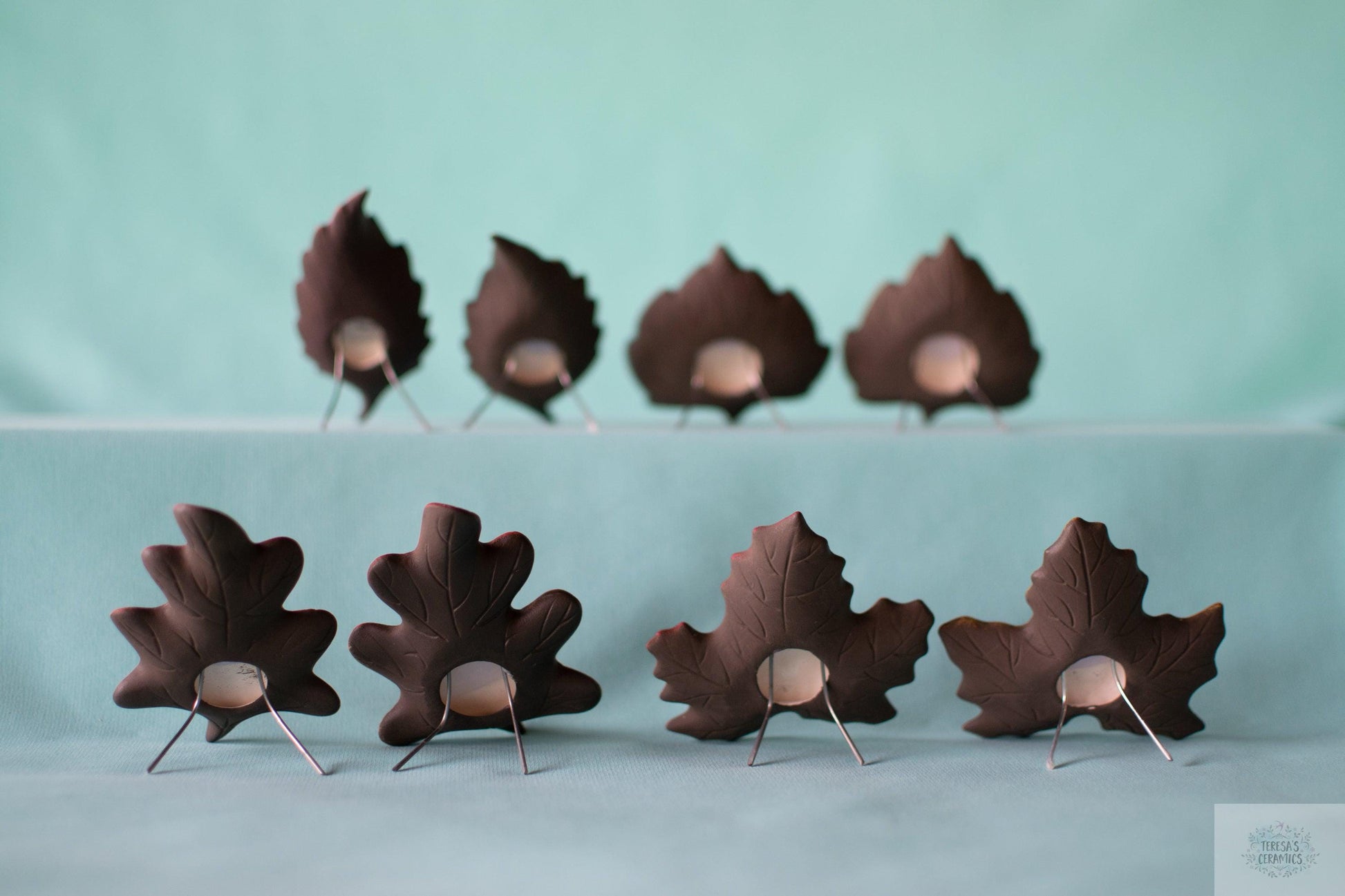 Fall Leaves | Set of 8 | Autumn Leaf Set - Teresa&#39;s Ceramics