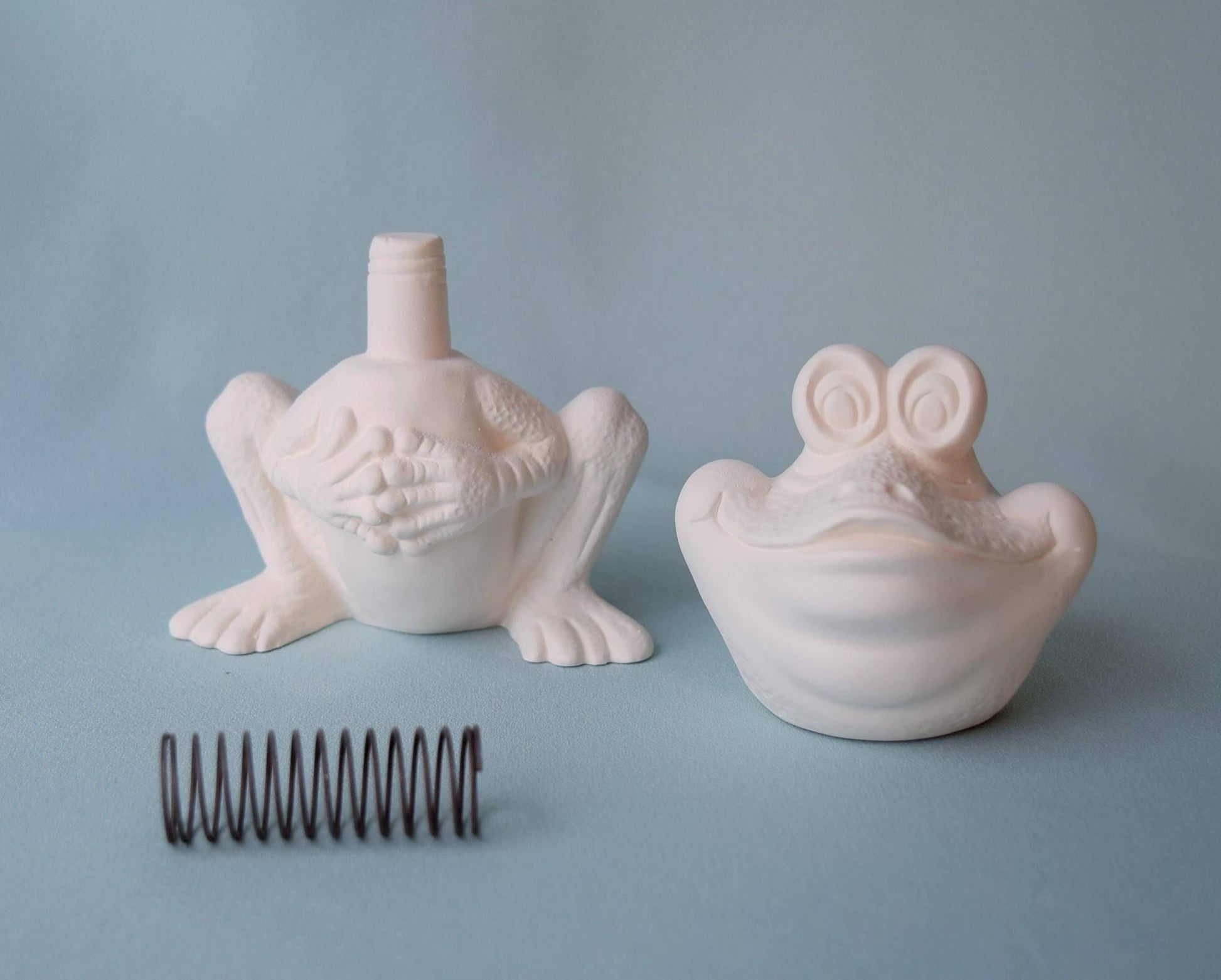 Bisque Bobble Head | Frog - Teresa&#39;s Ceramics