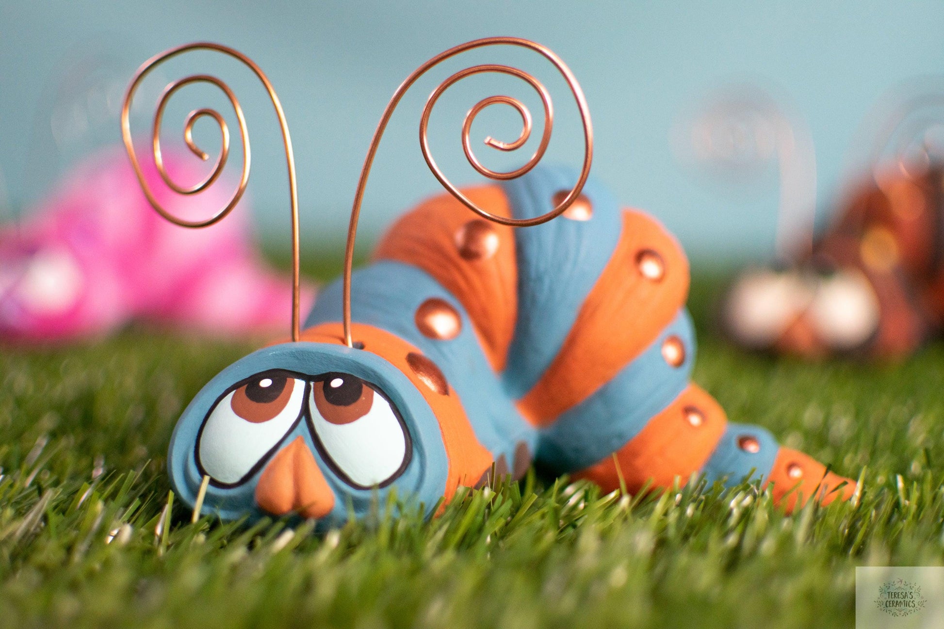Boho Wormy | Whimsical Garden Worm | Caterpillar Yard Art - Teresa&#39;s Ceramics