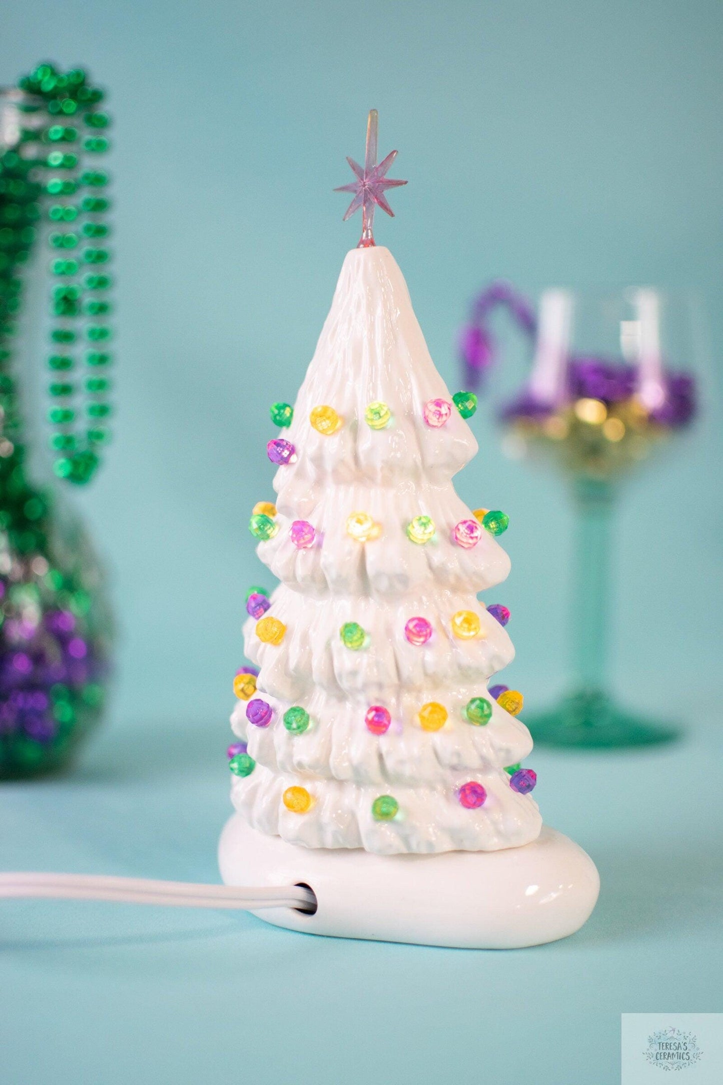 Mardis Gras Tree Light | Vintage Ceramic Tree | Heirloom Home Decor