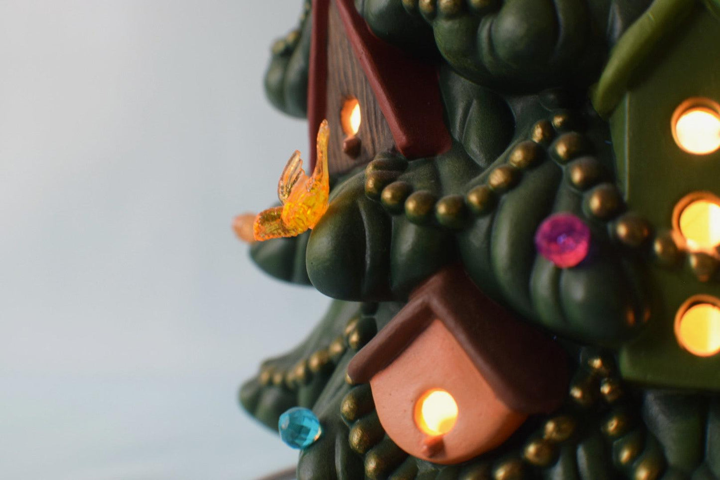 Ceramic Christmas Tree | Birdhouse Style | 12&quot; Height | Lights Up! - Teresa&#39;s Ceramics