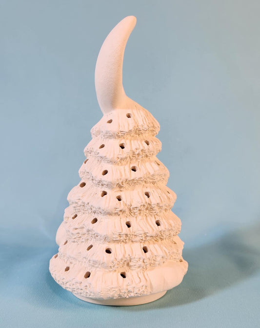 Unpainted Small Ceramic Easter Bunny Illuminated Tree with Basket Base - DIY Bisque Light-Up Decor