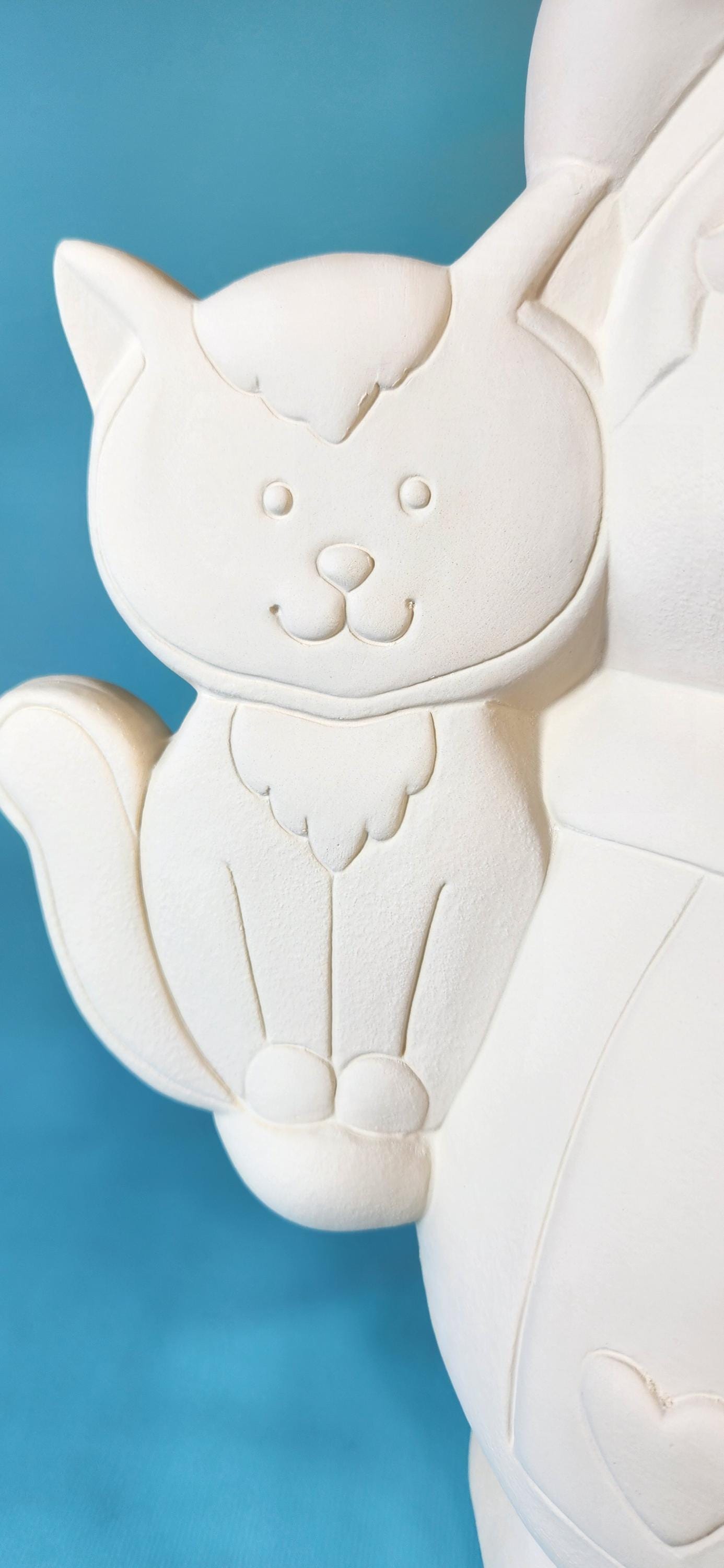Halloween DIY Ceramic Painting Kit: Gingerbread, Witch Hat, Frog & Cat Statues - Unpainted Craft Decor
