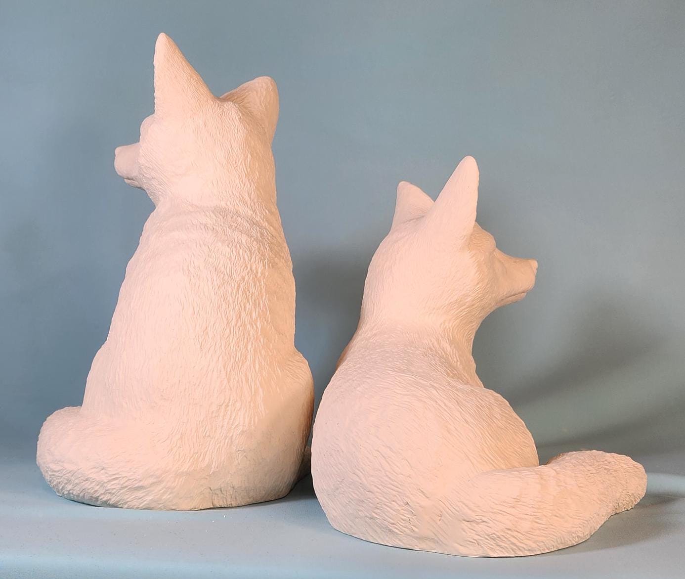 DIY Paintable Ceramic Woodland Fox Figurines - Craft Project for Home Decor & Art Enthusiasts