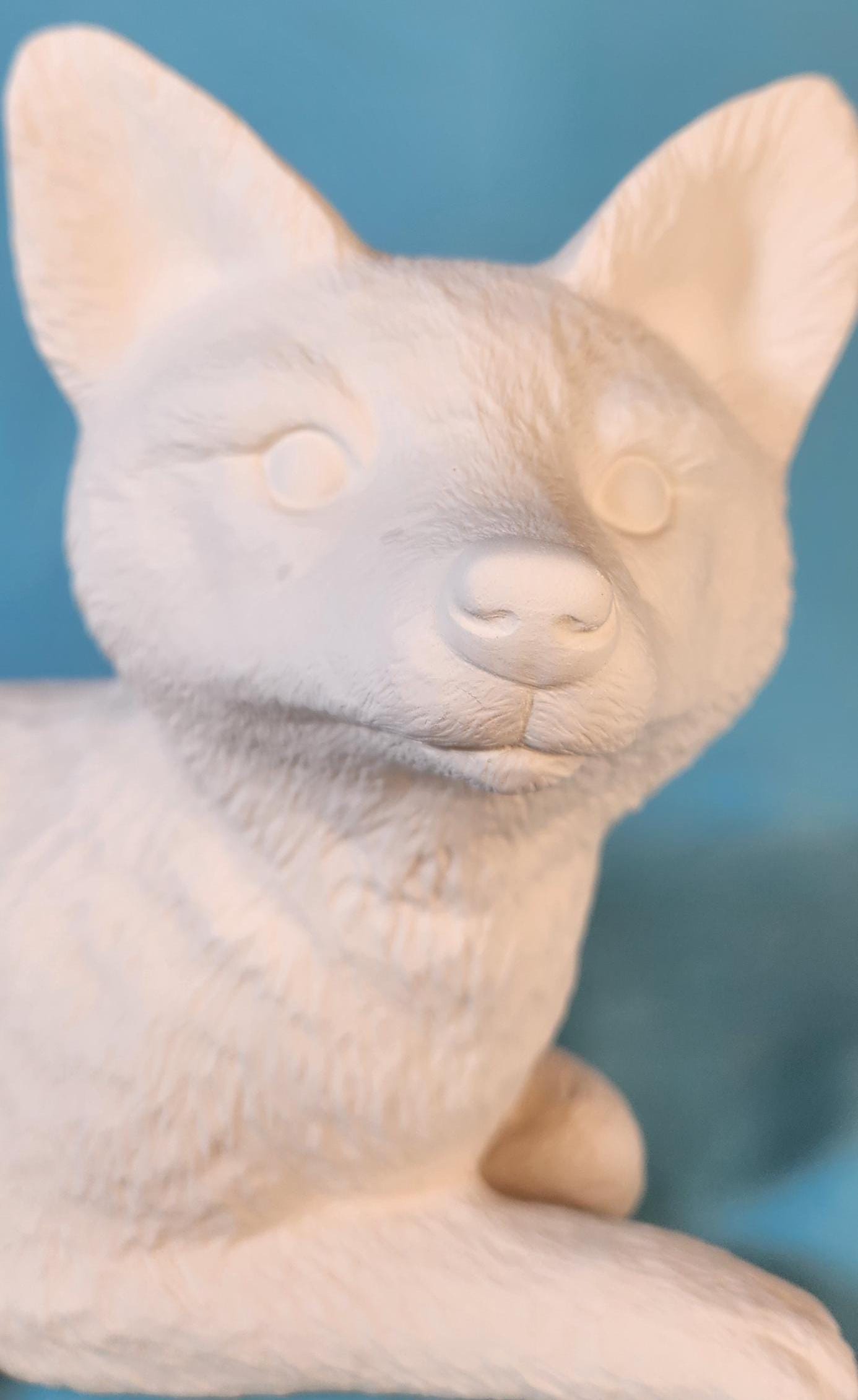 DIY Paintable Ceramic Woodland Fox Figurines - Craft Project for Home Decor & Art Enthusiasts