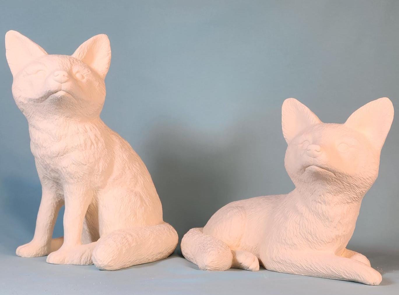 DIY Paintable Ceramic Woodland Fox Figurines - Craft Project for Home Decor & Art Enthusiasts