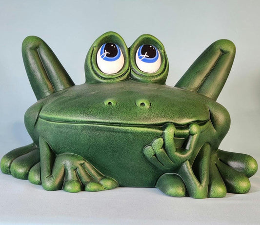 Oversized Ceramic Frog Statue: Large Thinking Frog for Garden Decor, Patio Sculpture & Home Accent