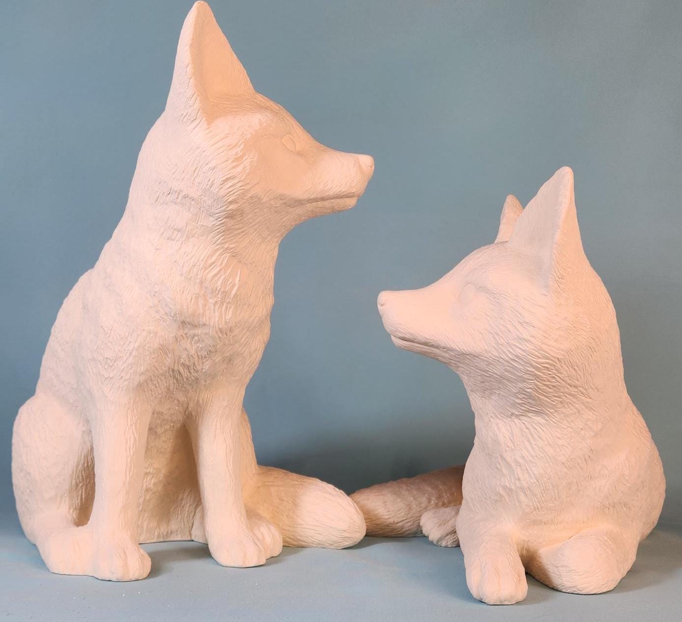 DIY Paintable Ceramic Woodland Fox Figurines - Craft Project for Home Decor & Art Enthusiasts