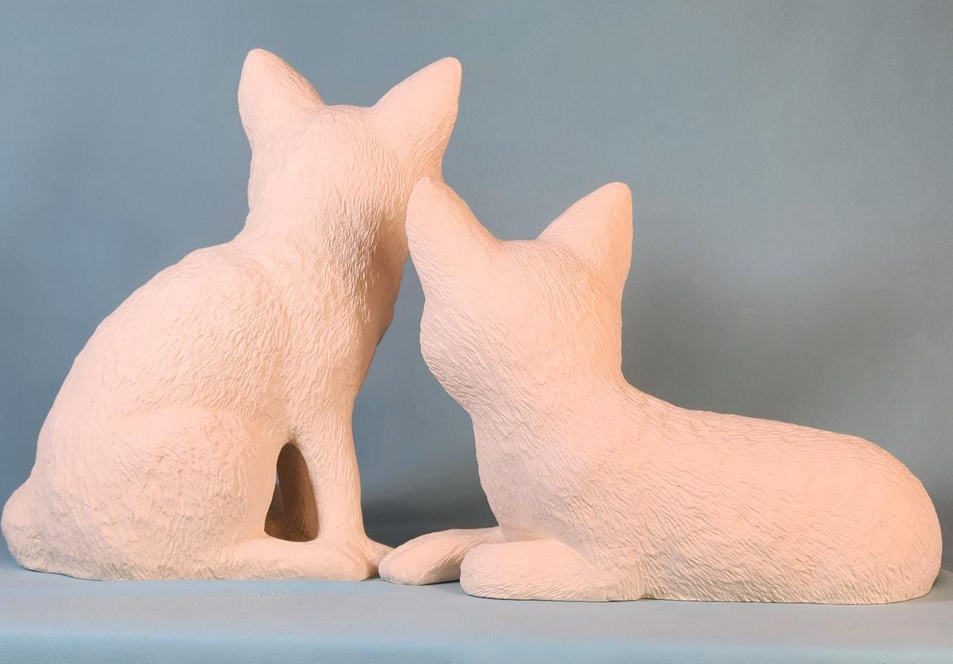 DIY Paintable Ceramic Woodland Fox Figurines - Craft Project for Home Decor & Art Enthusiasts