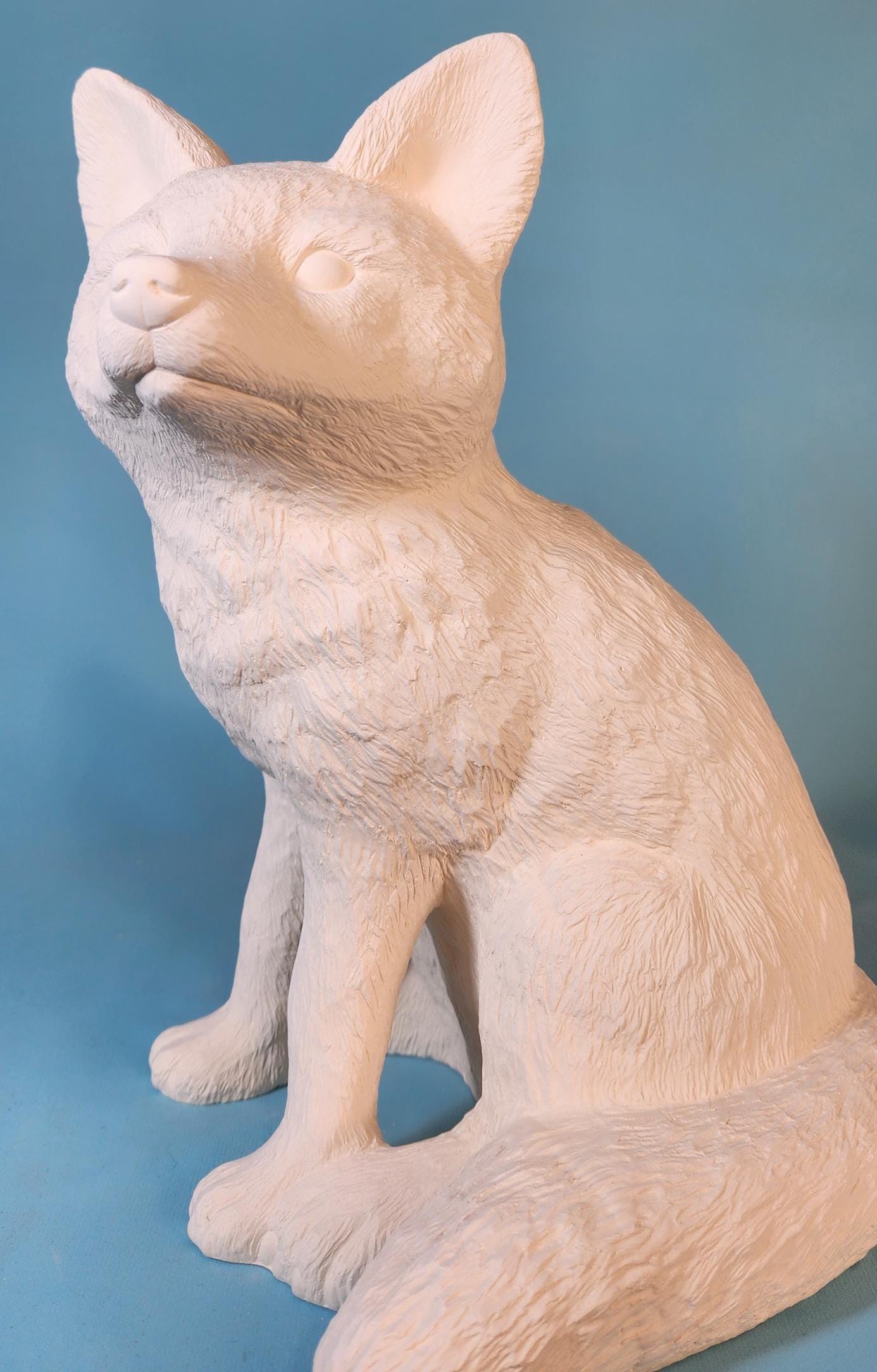 DIY Paintable Ceramic Woodland Fox Figurines - Craft Project for Home Decor & Art Enthusiasts