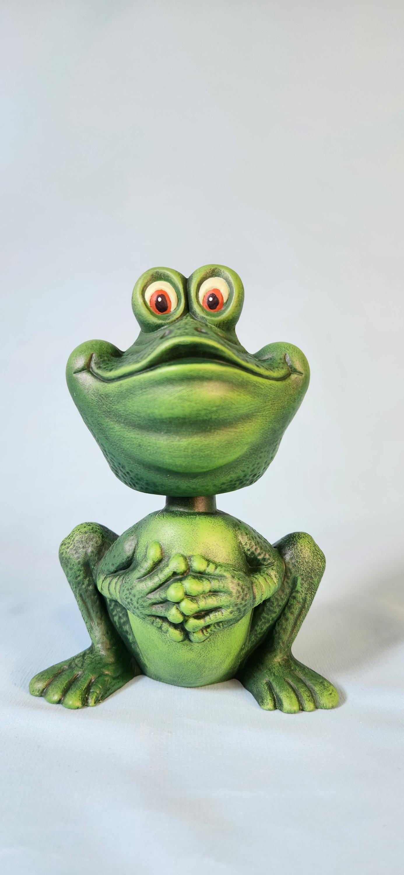 Ceramic Bobblehead Frog: Cute Collectible Nodder, Woodland Nursery Decor