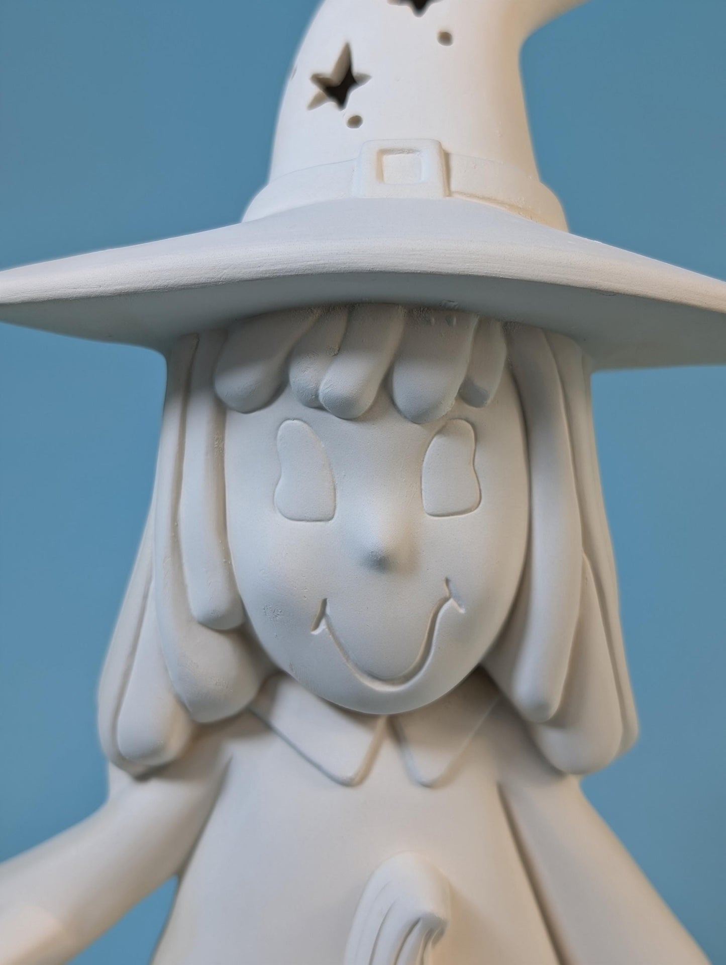 Ceramic Bisque Pumpkin Witch Girl: Unpainted Halloween Craft Project for Spooky DIY Decoration