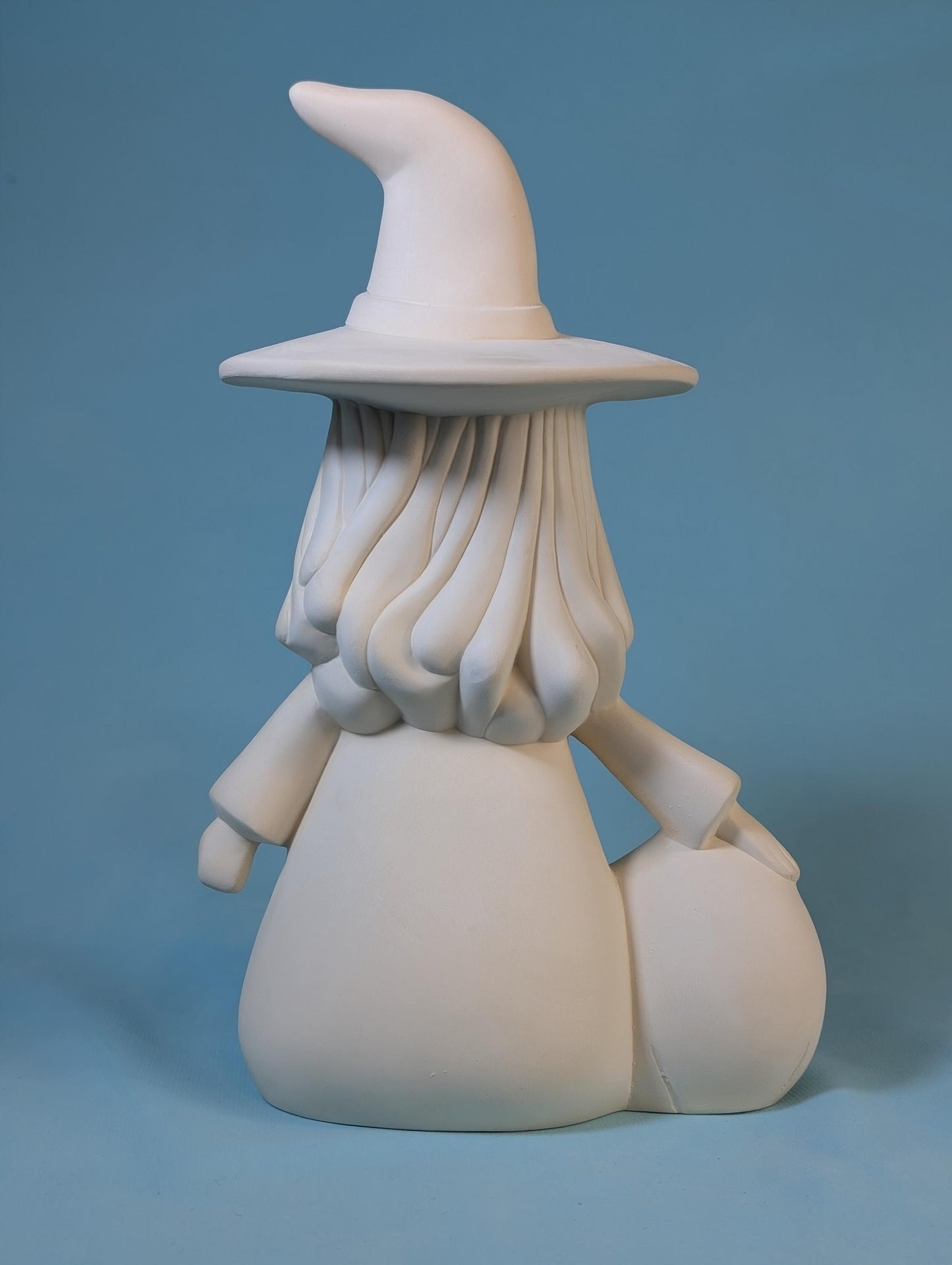 Ceramic Bisque Pumpkin Witch Girl: Unpainted Halloween Craft Project for Spooky DIY Decoration
