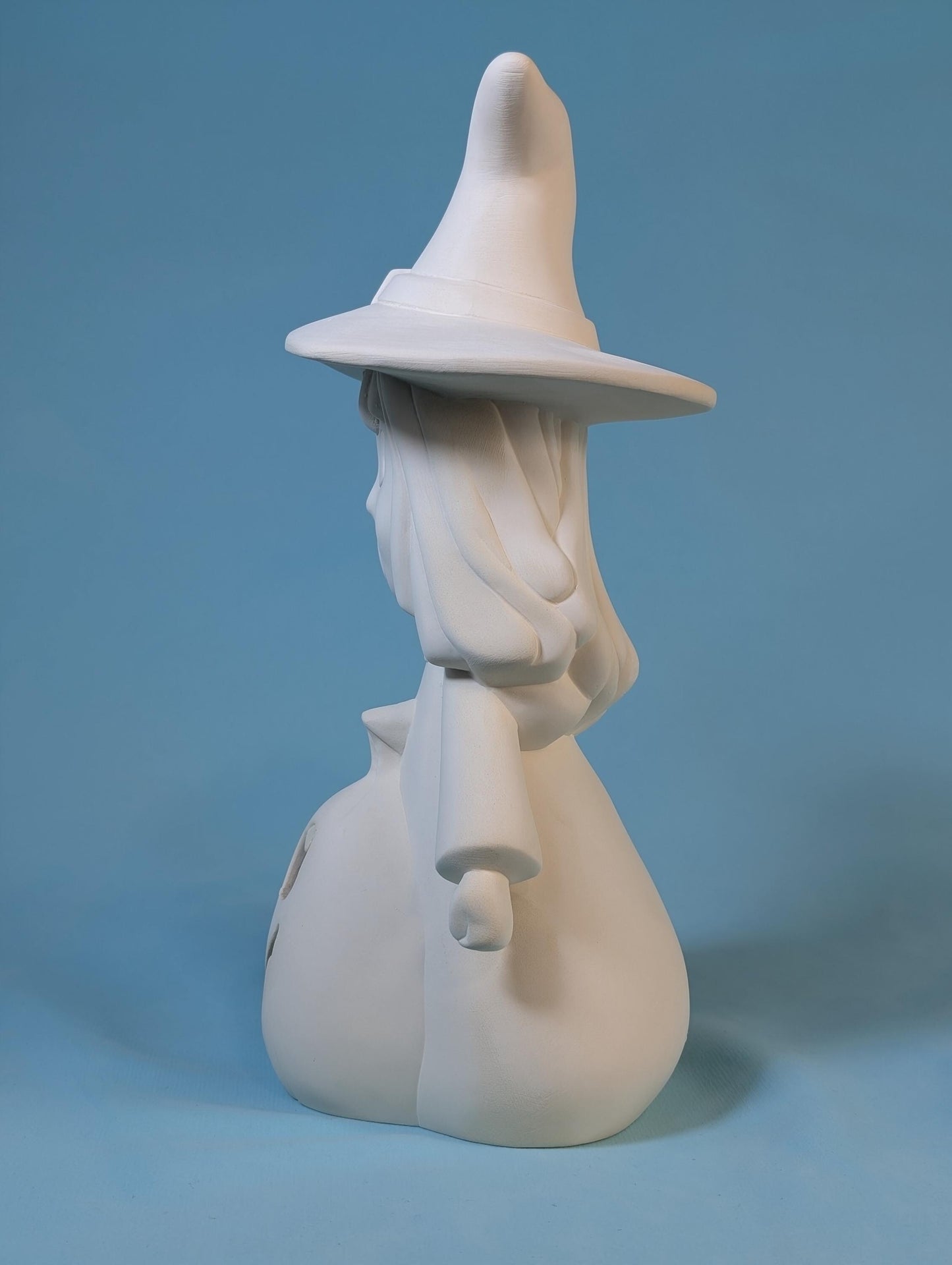 Ceramic Bisque Pumpkin Witch Girl: Unpainted Halloween Craft Project for Spooky DIY Decoration