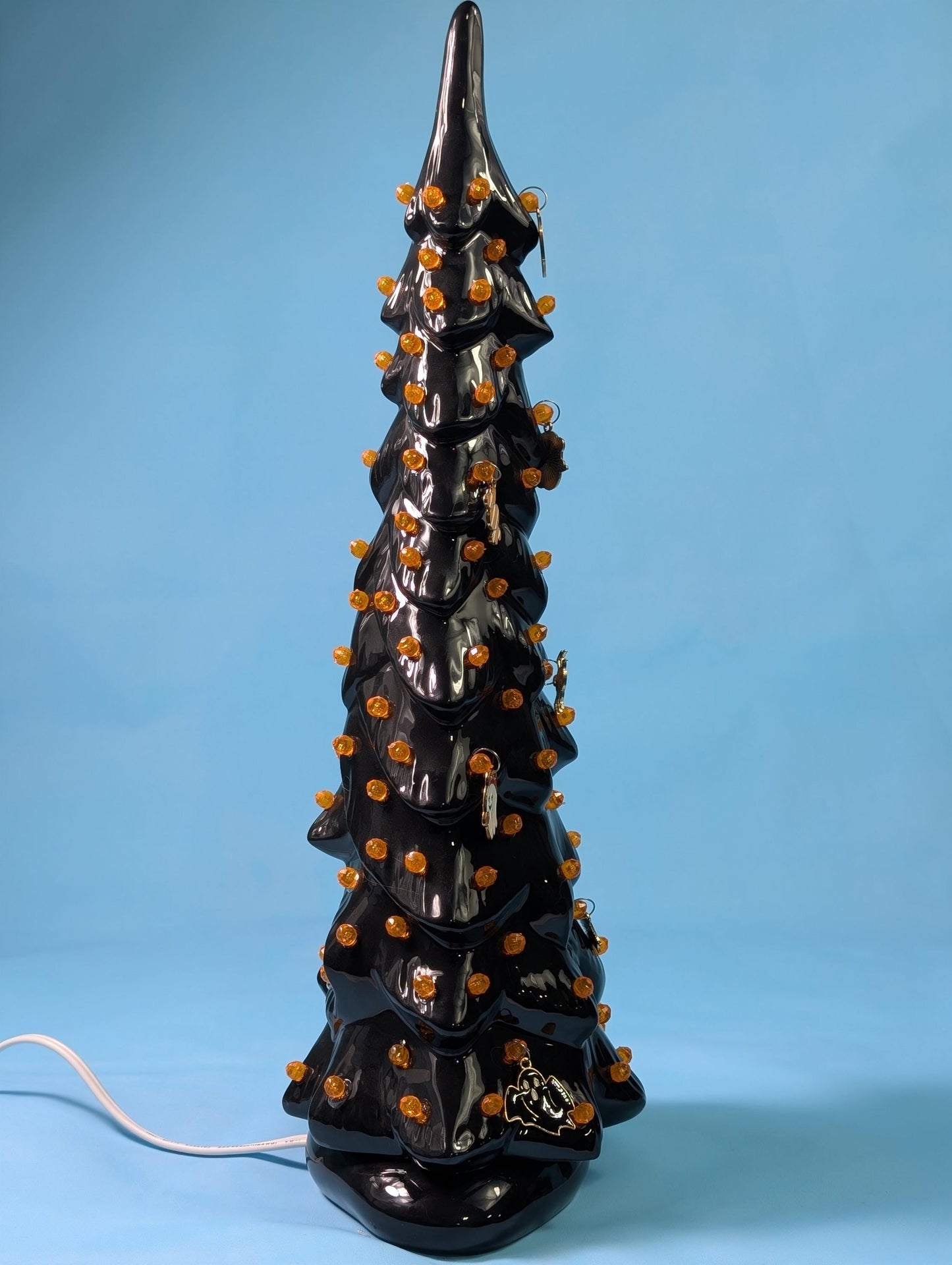 Illuminated Wispy Ghost Ceramic Tree | Spooky Halloween Decor | Retro Heirloom Fall Home Accent