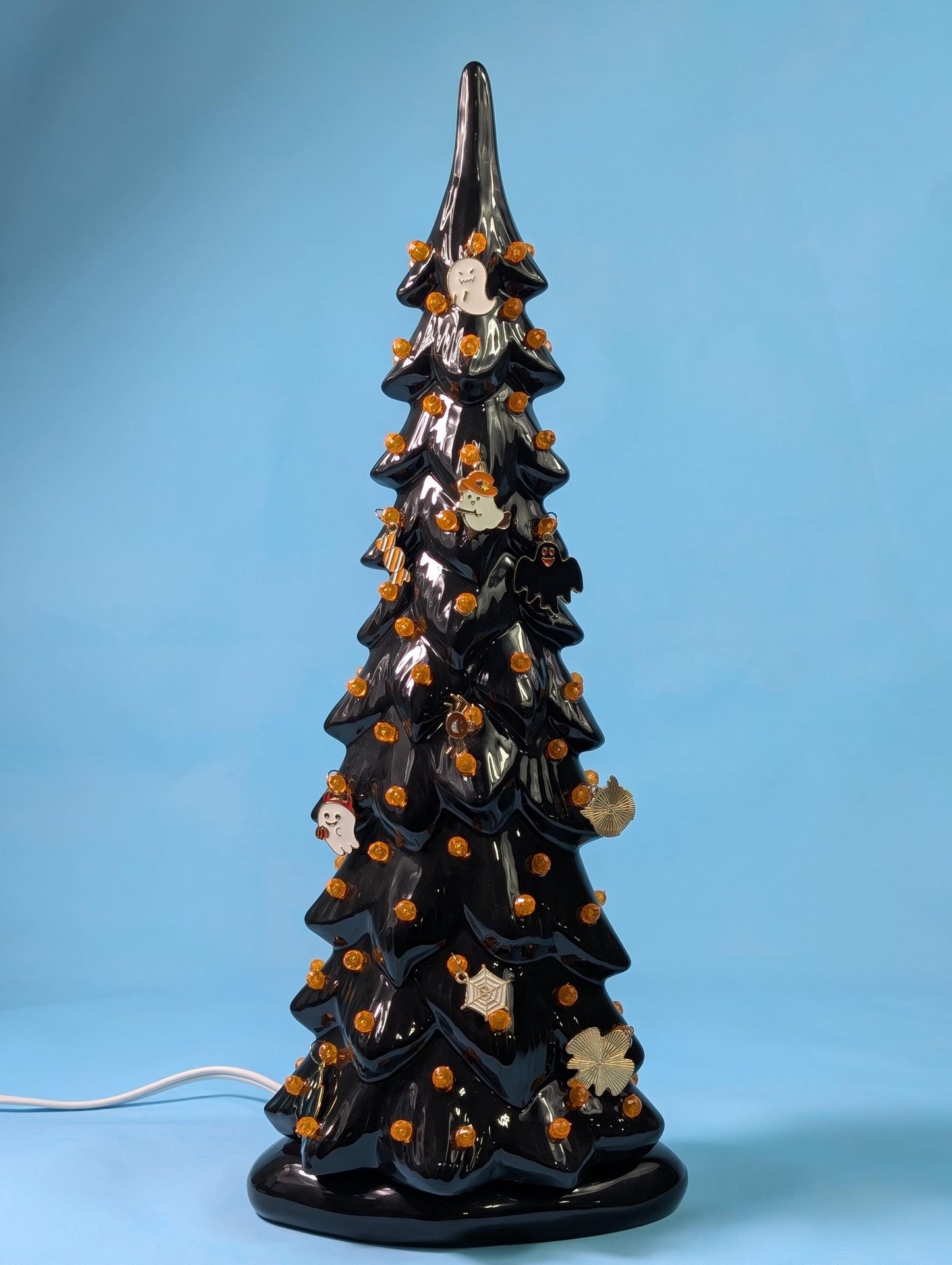 Illuminated Wispy Ghost Ceramic Tree | Spooky Halloween Decor | Retro Heirloom Fall Home Accent
