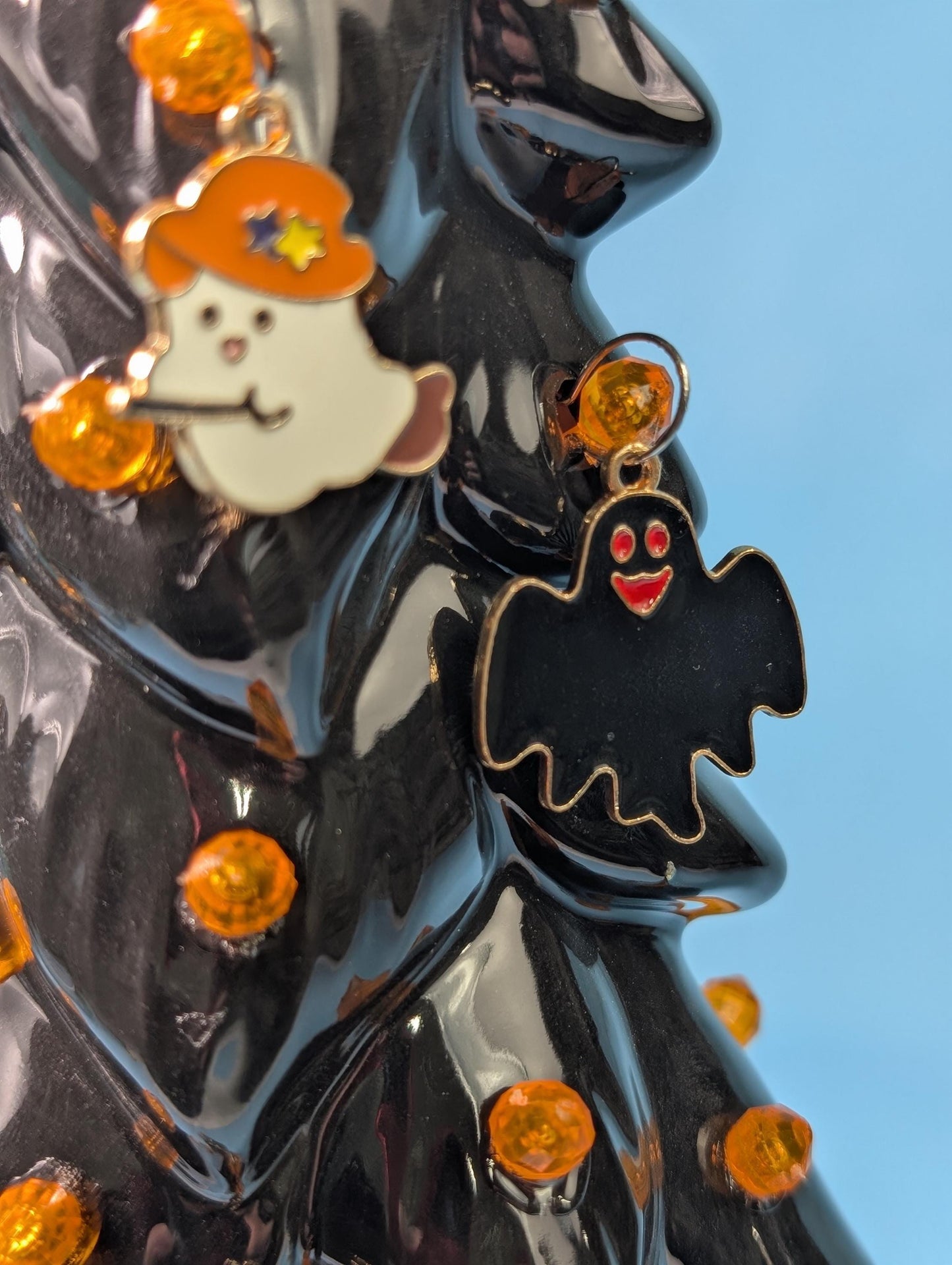 Illuminated Wispy Ghost Ceramic Tree | Spooky Halloween Decor | Retro Heirloom Fall Home Accent