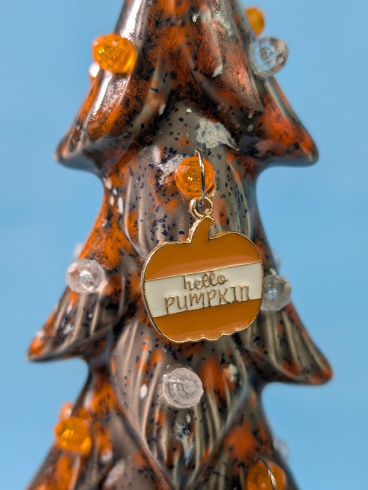 Wispy Pine Pumpkin Charm Tree: Fall Holiday Home Decor in 3 Sizes - Vintage-Inspired Ceramic Heirloom