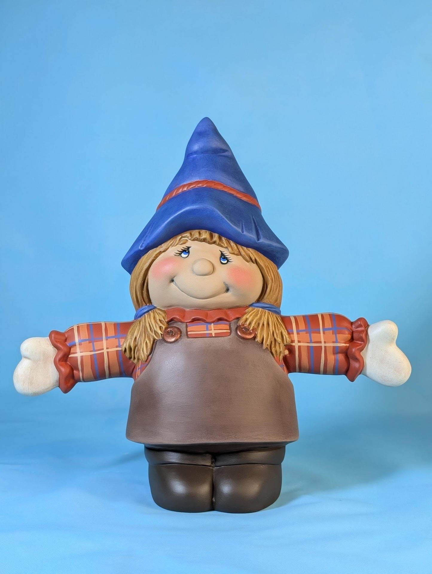 Adorable Autumn Flannel Scarecrow Couple Decor: Rustic Farmhouse Harvest Festival Decorations