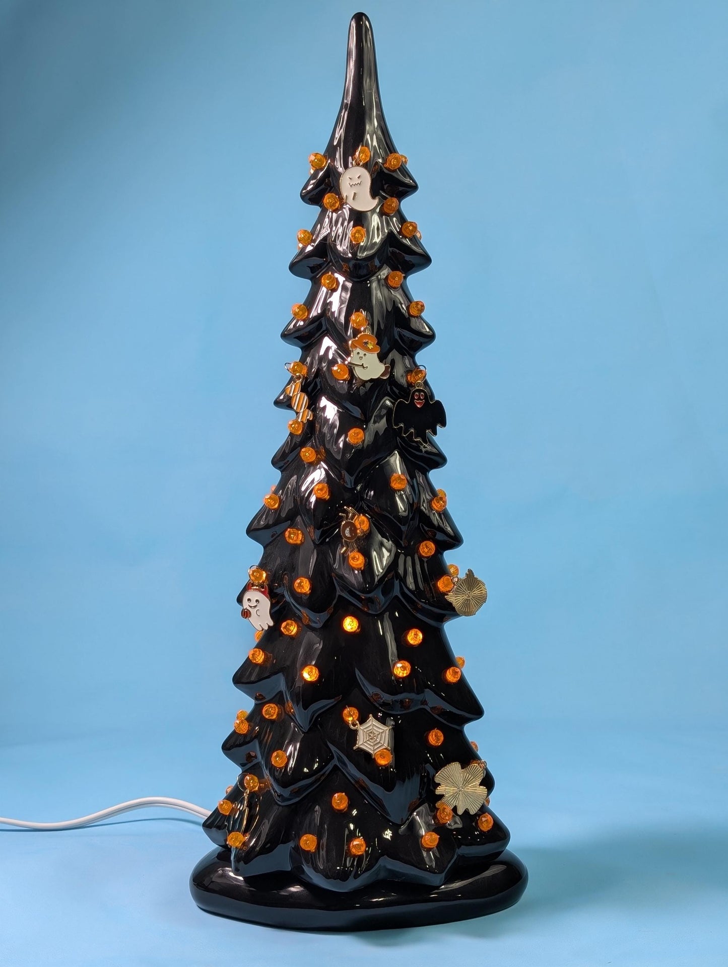 Illuminated Wispy Ghost Ceramic Tree | Spooky Halloween Decor | Retro Heirloom Fall Home Accent