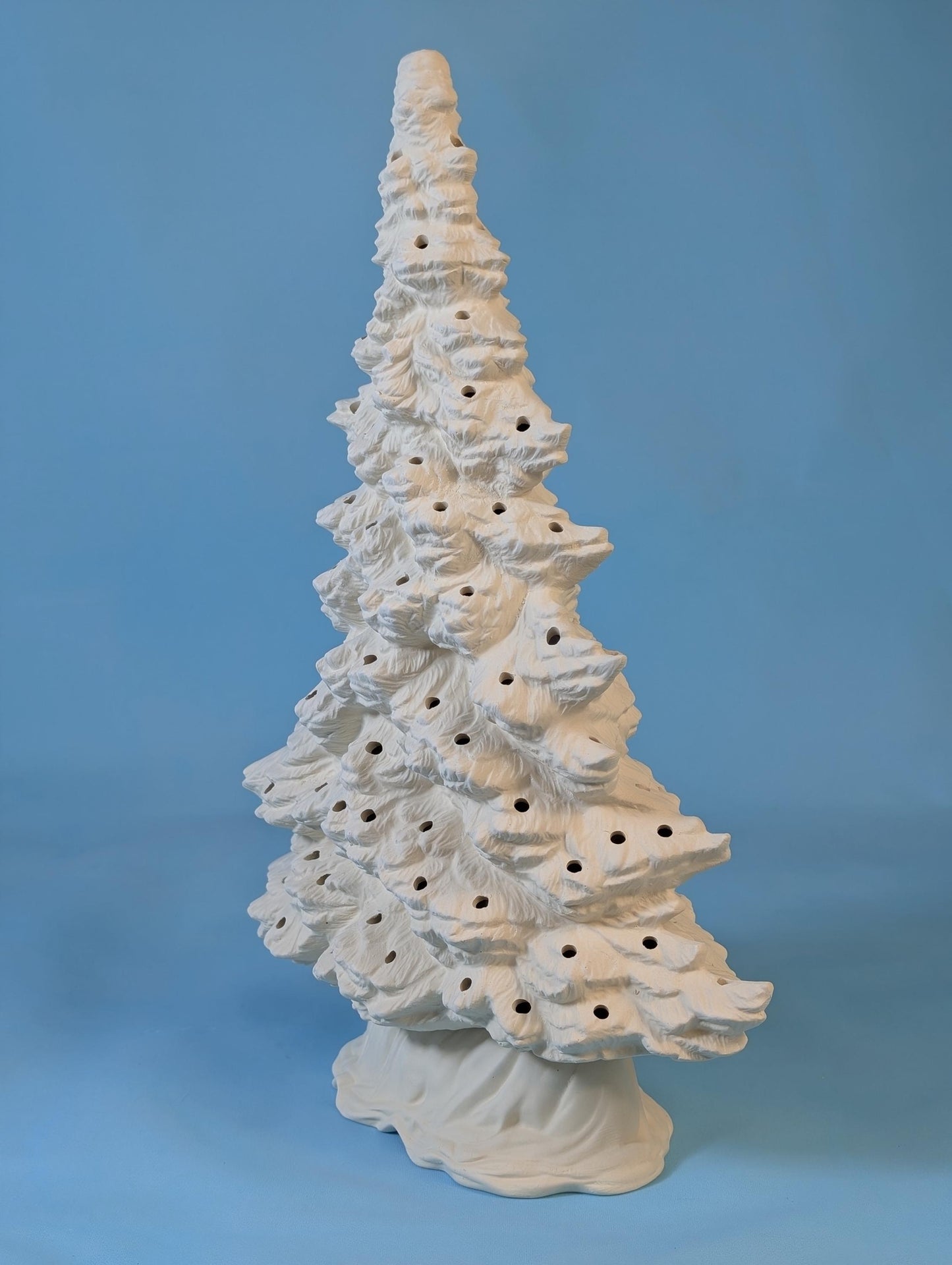 Tampa Bay 12-inch Unfinished Christmas Tree Decoration for DIY Painting, Medium Shallow Depth Holiday Decor - Teresa's Ceramics