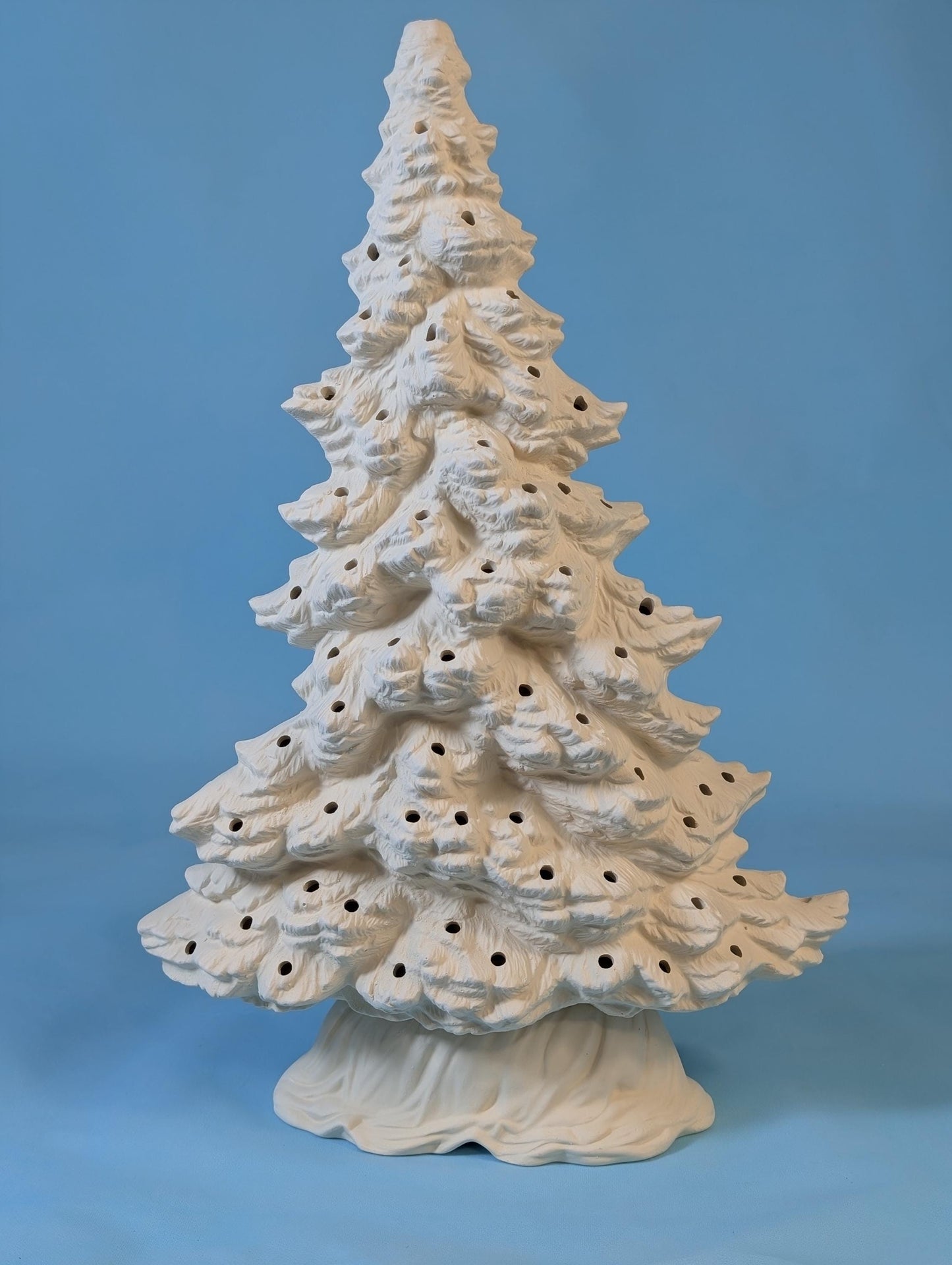 Tampa Bay 12-inch Unfinished Christmas Tree Decoration for DIY Painting, Medium Shallow Depth Holiday Decor - Teresa's Ceramics