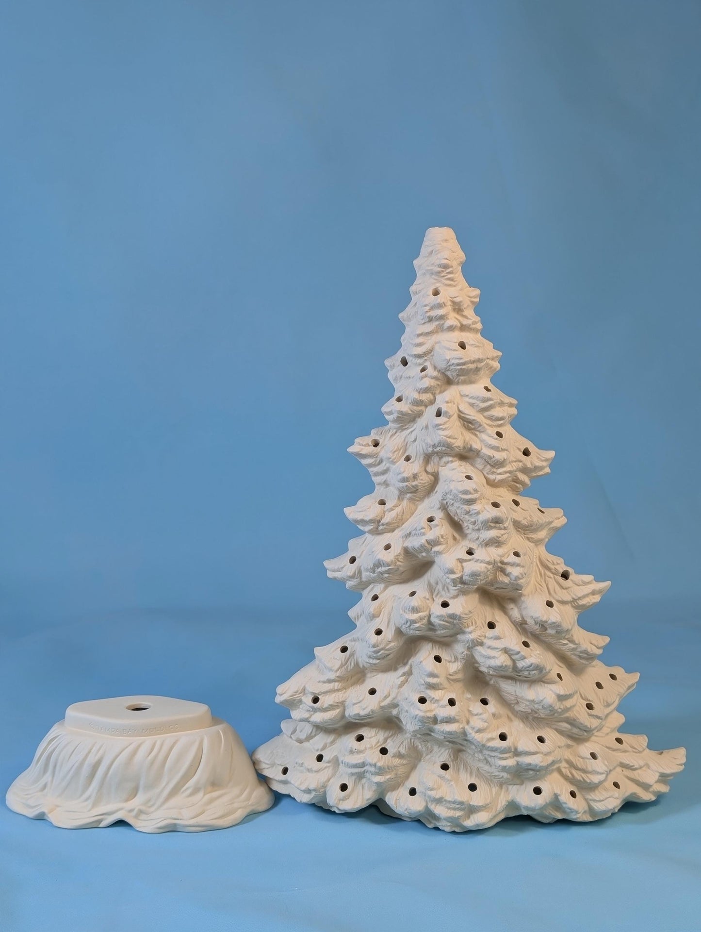 Tampa Bay 12-inch Unfinished Christmas Tree Decoration for DIY Painting, Medium Shallow Depth Holiday Decor - Teresa's Ceramics