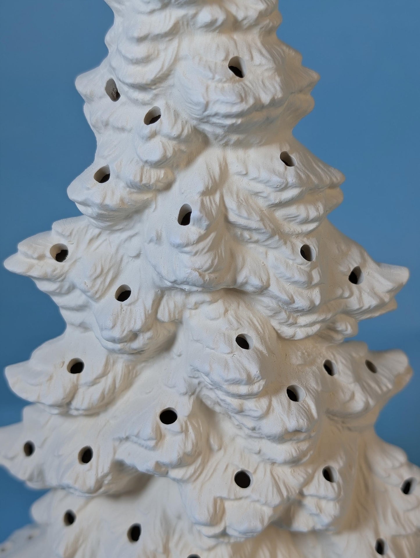 Tampa Bay 12-inch Unfinished Christmas Tree Decoration for DIY Painting, Medium Shallow Depth Holiday Decor - Teresa's Ceramics