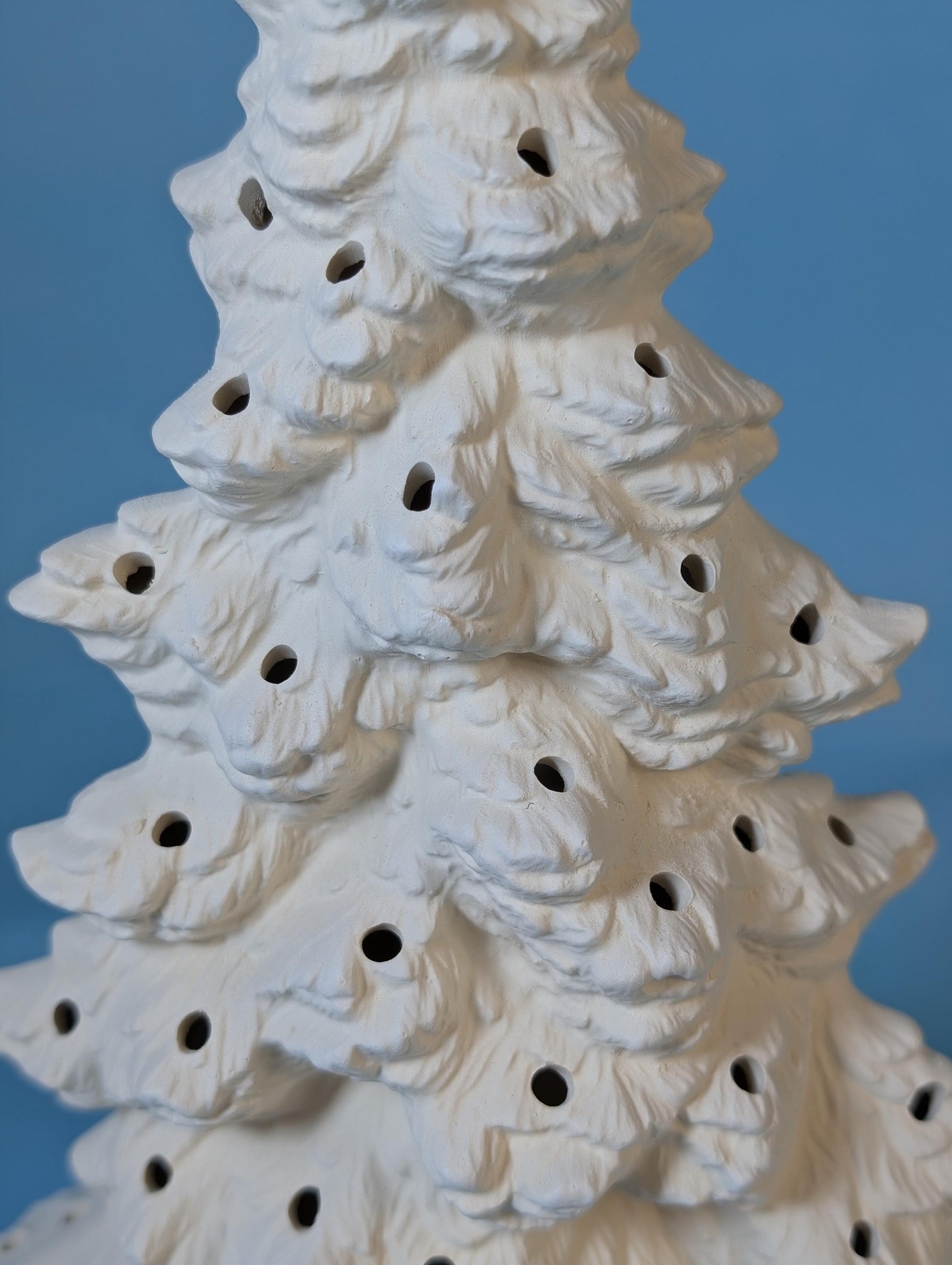 Tampa Bay 12-inch Unfinished Christmas Tree Decoration for DIY Painting, Medium Shallow Depth Holiday Decor - Teresa's Ceramics