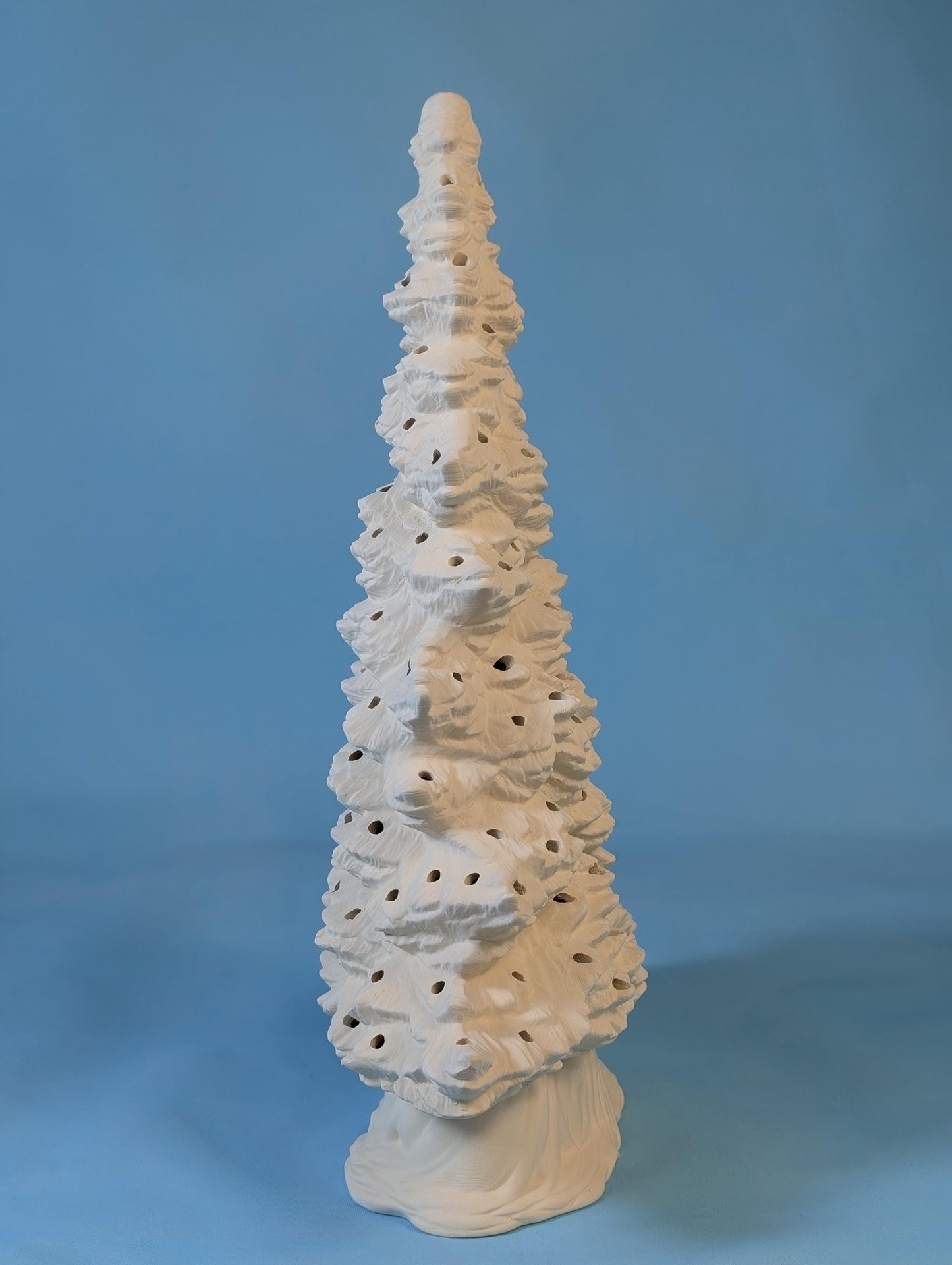 Tampa Bay 12-inch Unfinished Christmas Tree Decoration for DIY Painting, Medium Shallow Depth Holiday Decor - Teresa's Ceramics