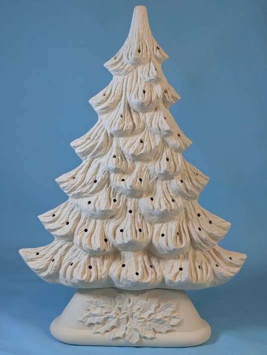 Vintage 16-inch Unpainted Thin Profile Nowell Ceramic Christmas Tree - Rare Holiday Decoration