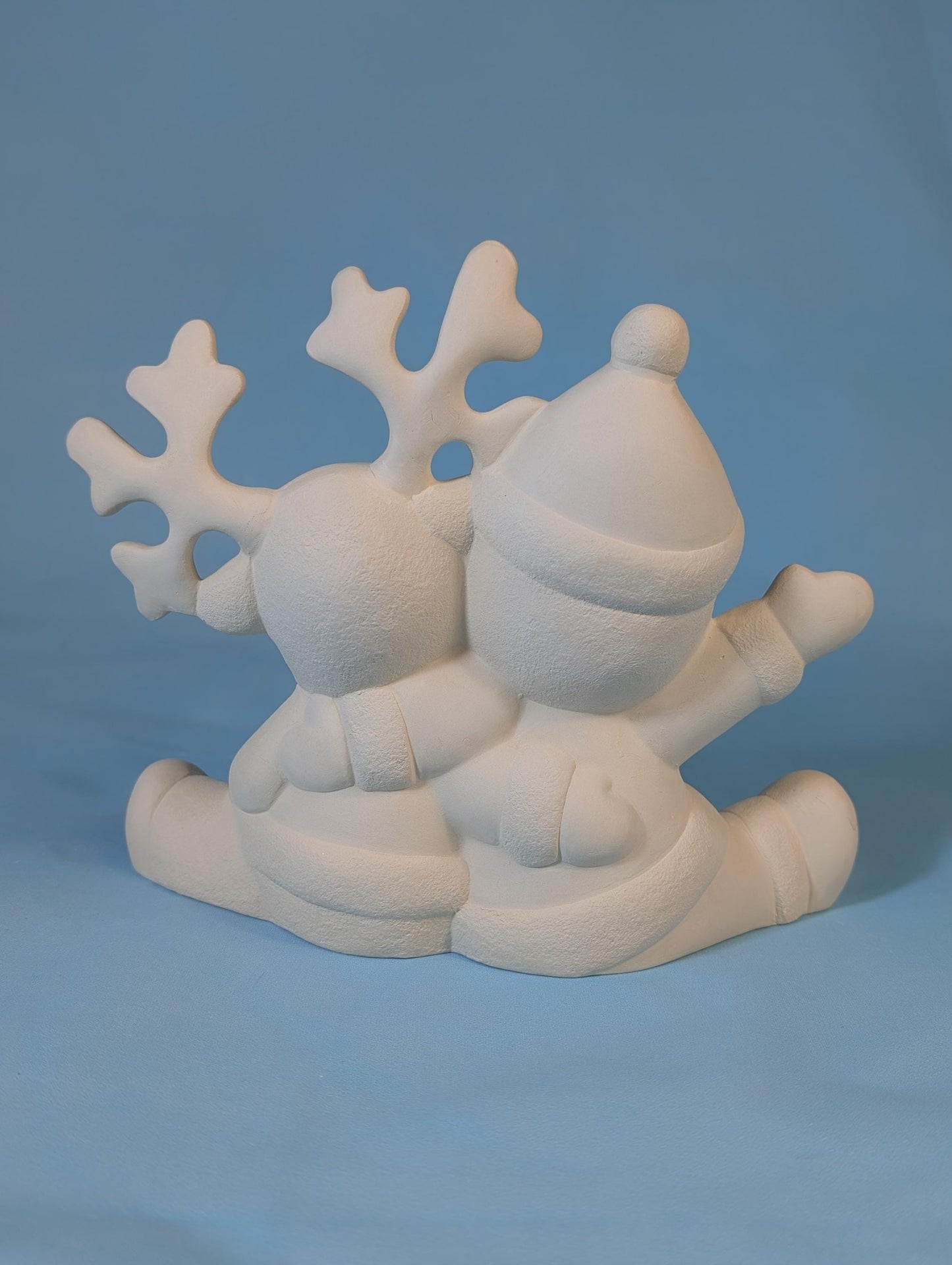 DIY Paintable Ceramic Santa & Snowman Duo: Holiday Christmas Decor, Customizable Winter Craft Project