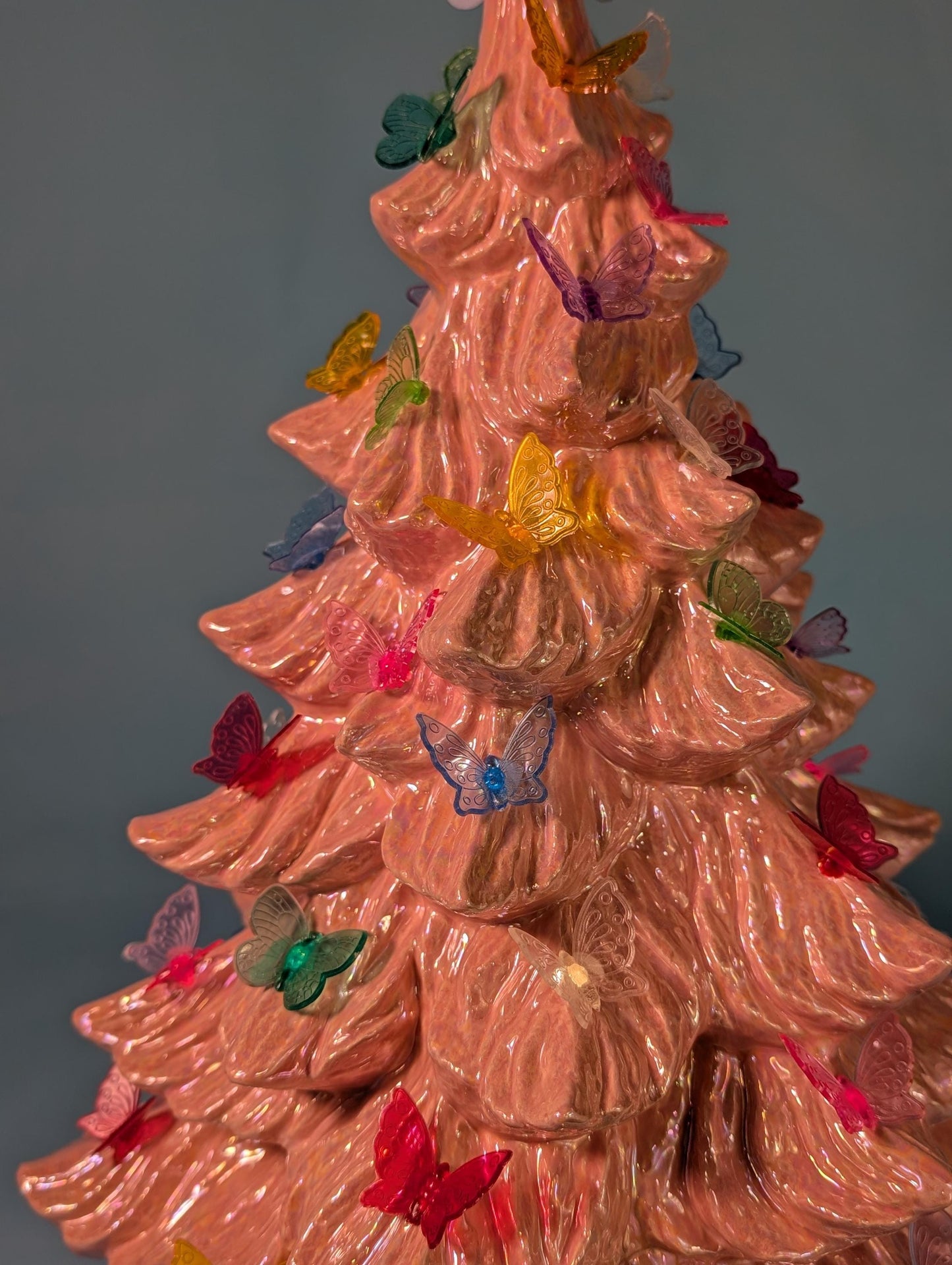 Vintage-Inspired Ceramic Butterfly Tree: Colorful Spring Decor for Easter, Christmas & Garden Gifts