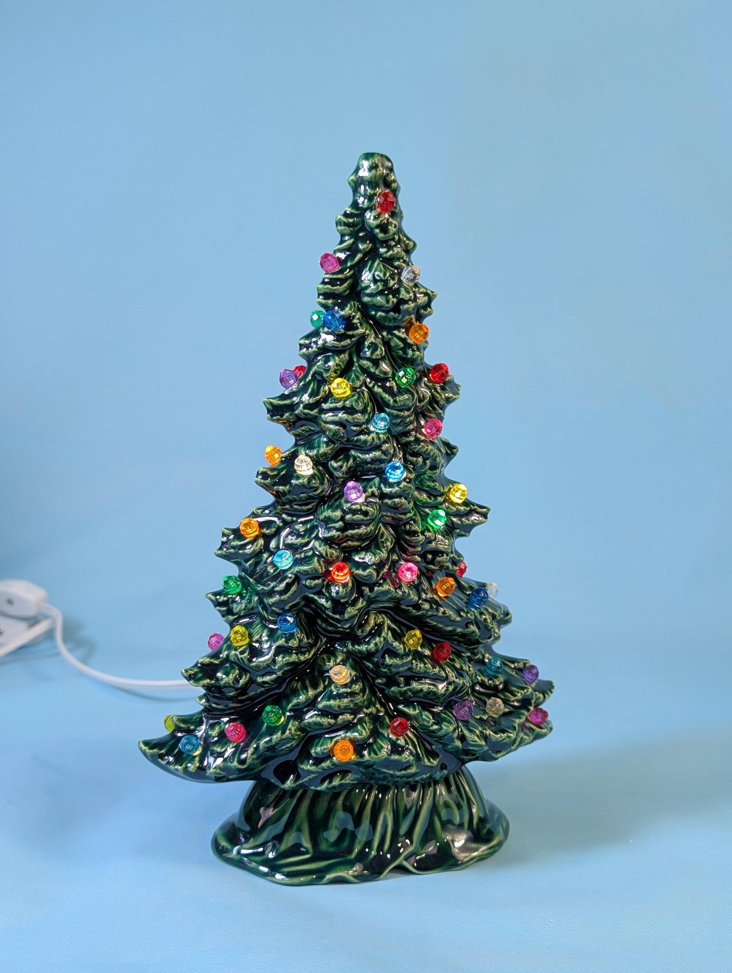 9.75 inch Tampa Bay Ceramic Christmas Tree - Multicolor Lights Low Profile Bluegrass Holiday Decoration