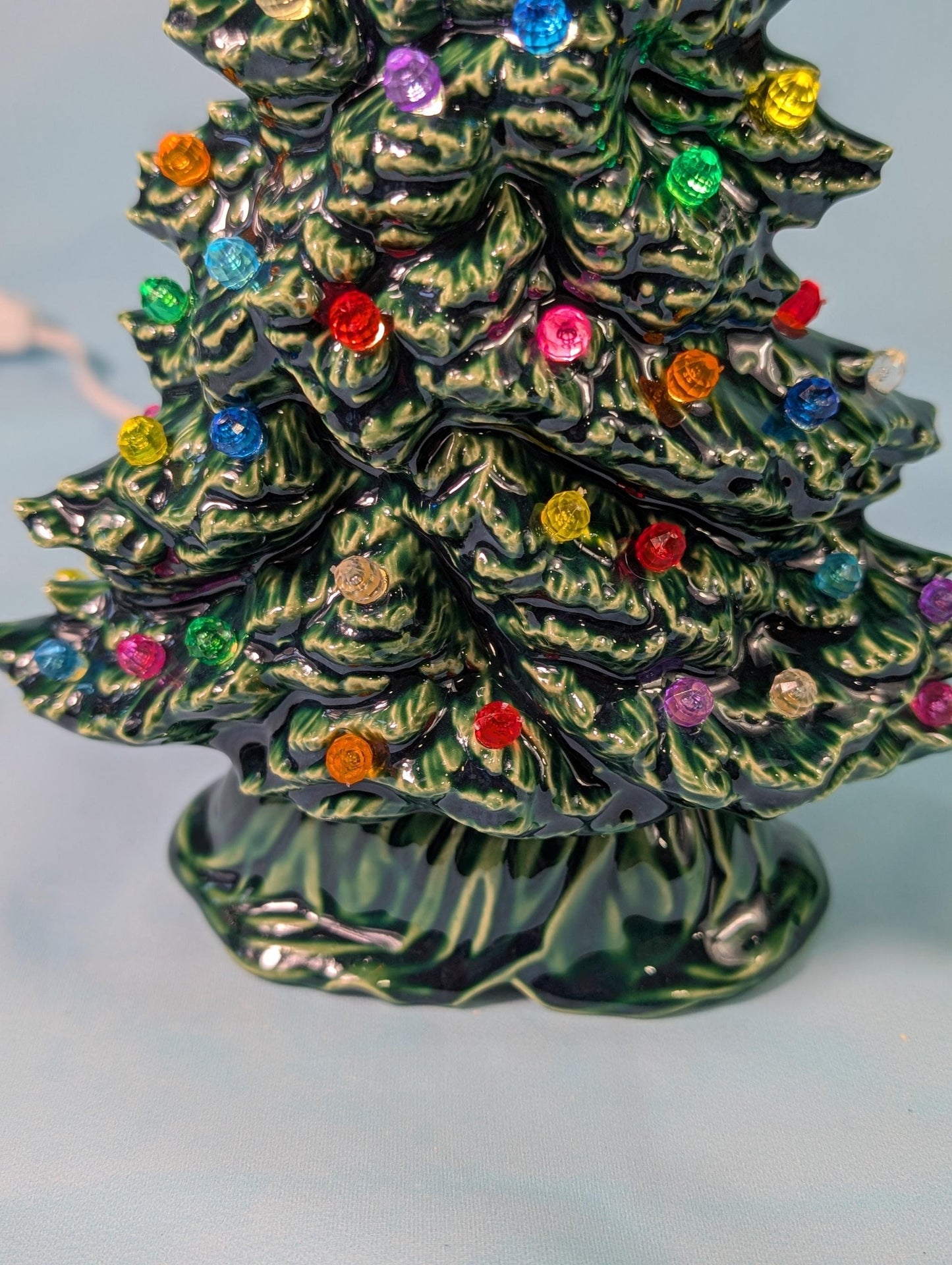9.75 inch Tampa Bay Ceramic Christmas Tree - Multicolor Lights Low Profile Bluegrass Holiday Decoration