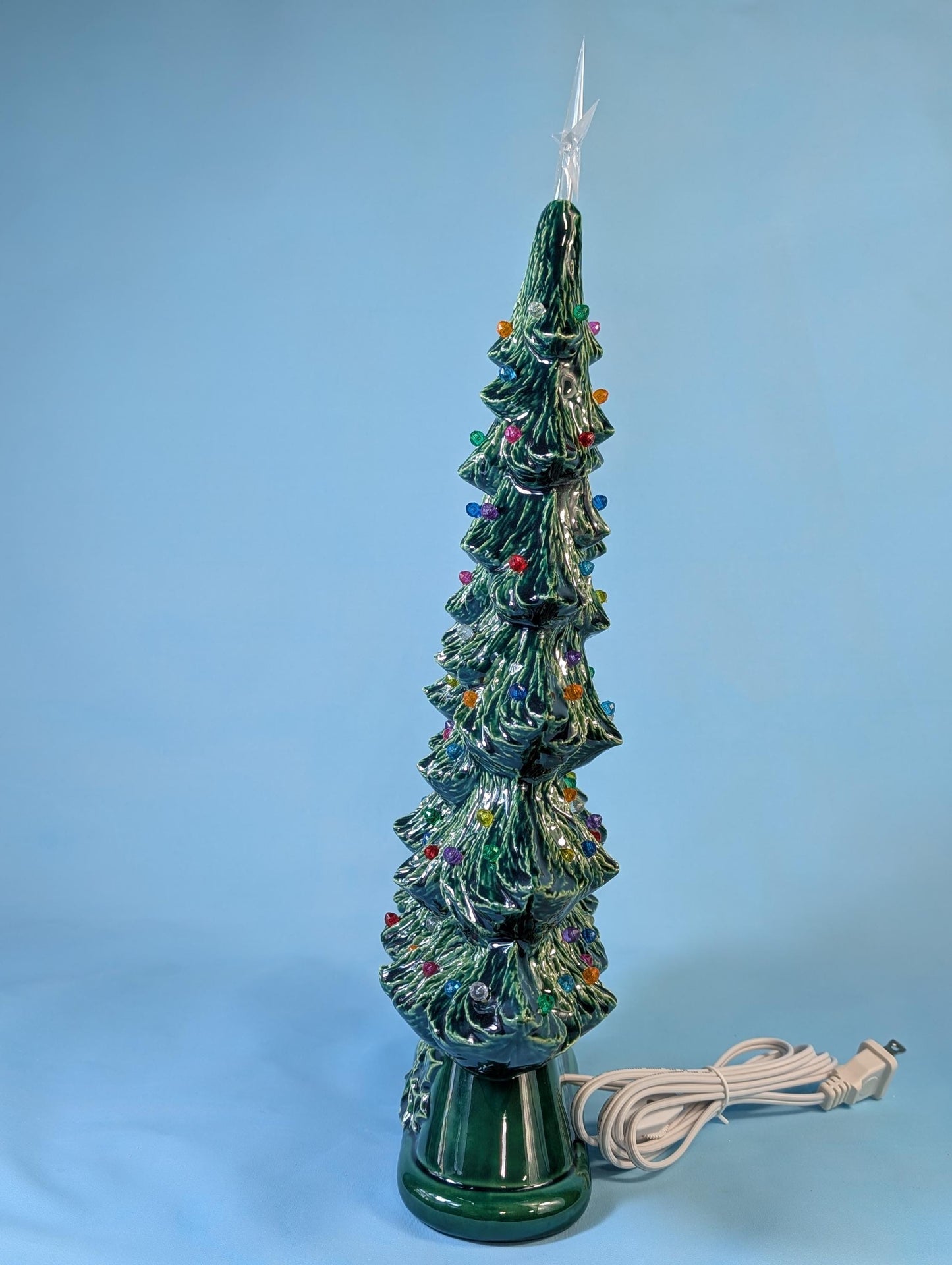 Rare 16-inch Thin Profile Nowell Ceramic Christmas Tree - Vintage Holiday Decoration