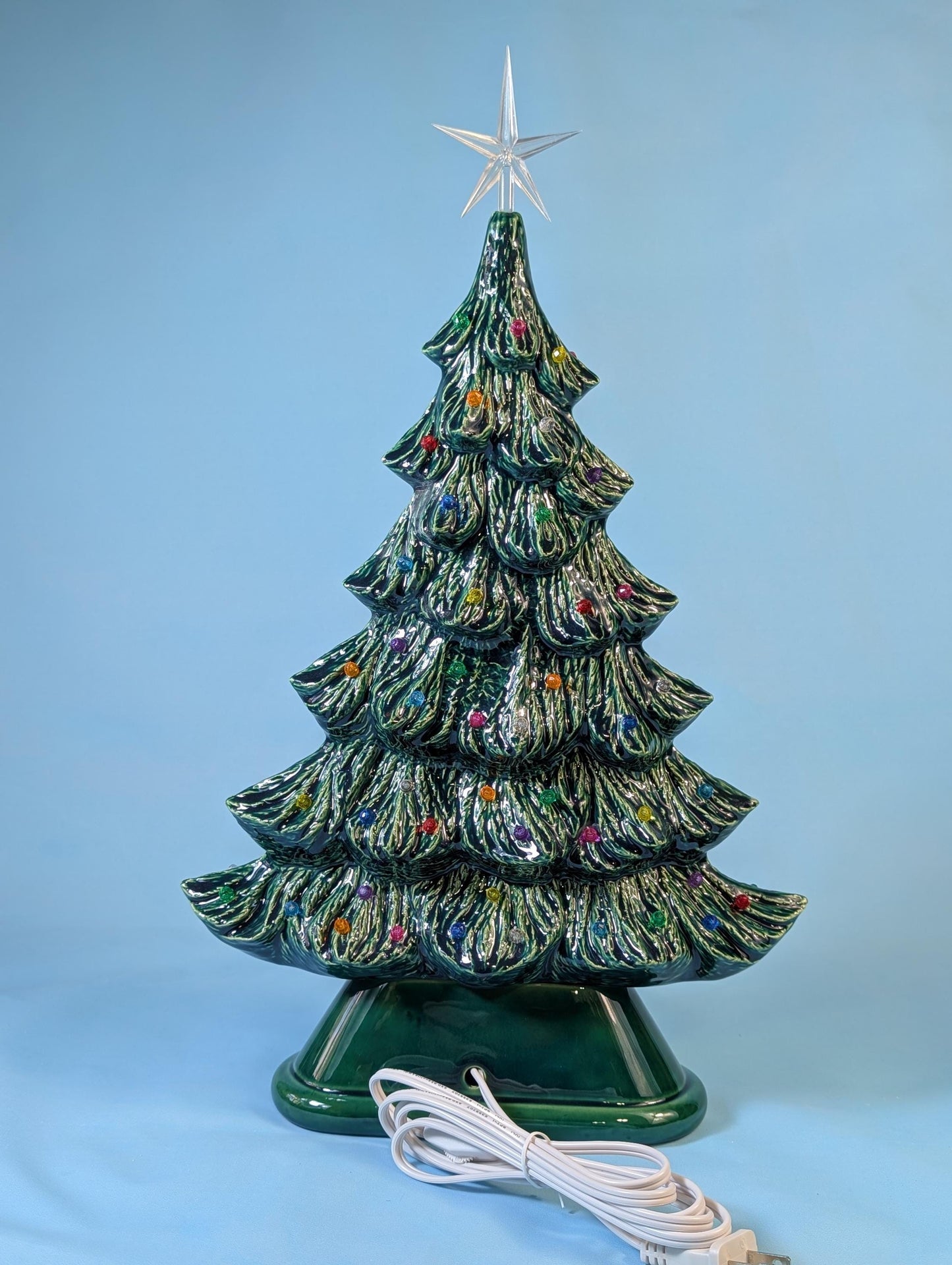 Rare 16-inch Thin Profile Nowell Ceramic Christmas Tree - Vintage Holiday Decoration