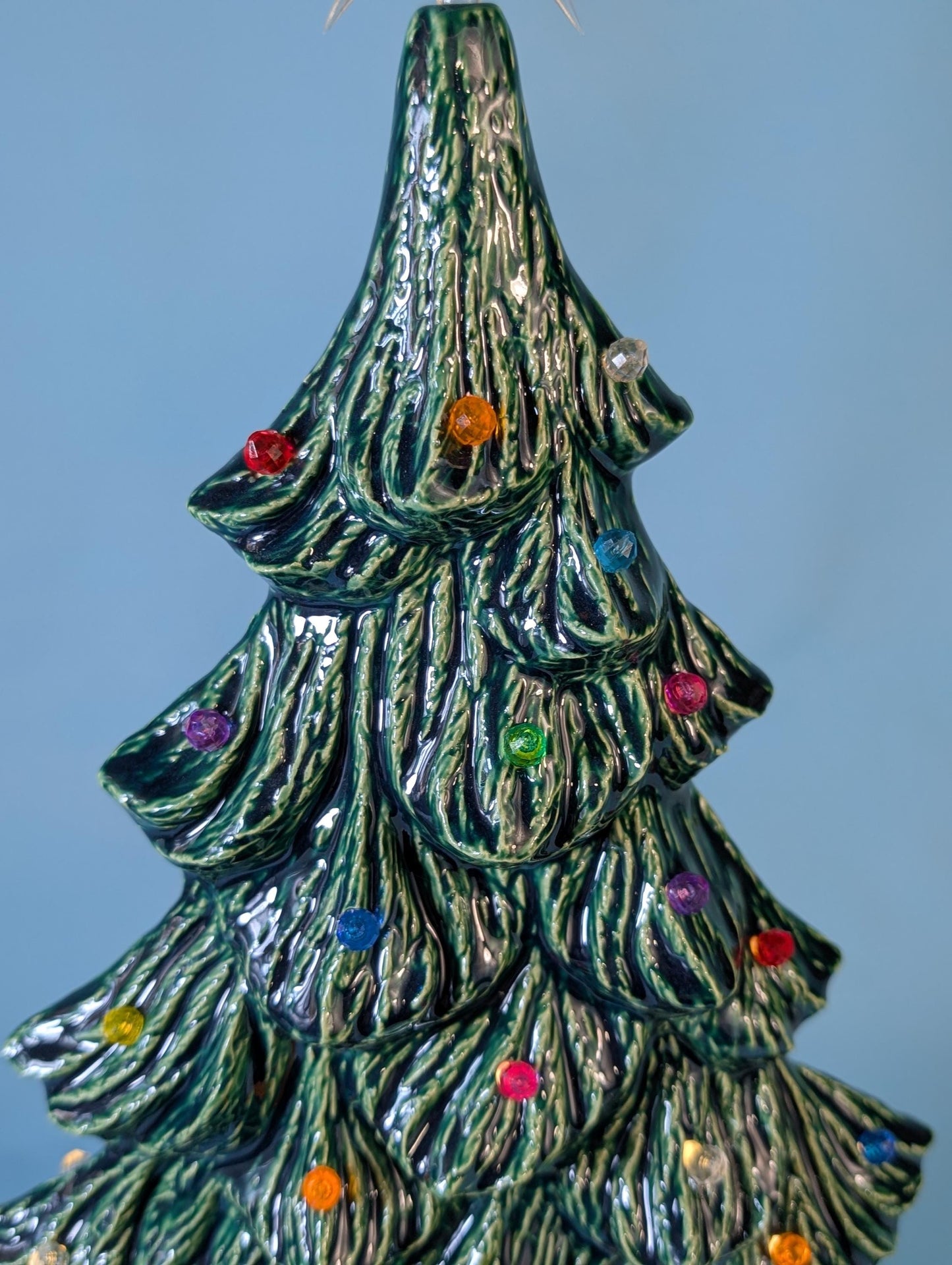 Rare 16-inch Thin Profile Nowell Ceramic Christmas Tree - Vintage Holiday Decoration