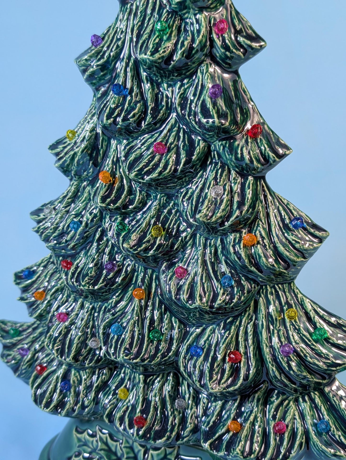 Rare 16-inch Thin Profile Nowell Ceramic Christmas Tree - Vintage Holiday Decoration