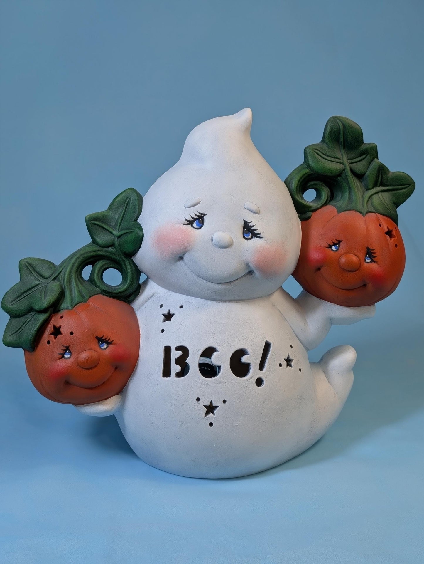 Illuminated Jack the Ghost: Spooky Halloween Pumpkin Decor with LED Lights - Eerie Centerpiece | READY To SHIP!