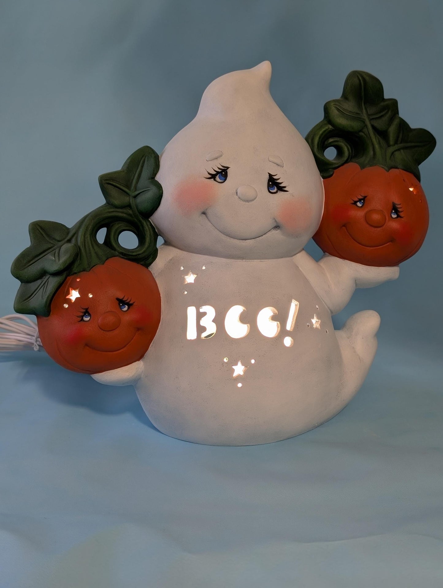 Illuminated Jack the Ghost: Spooky Halloween Pumpkin Decor with LED Lights - Eerie Centerpiece | READY To SHIP!