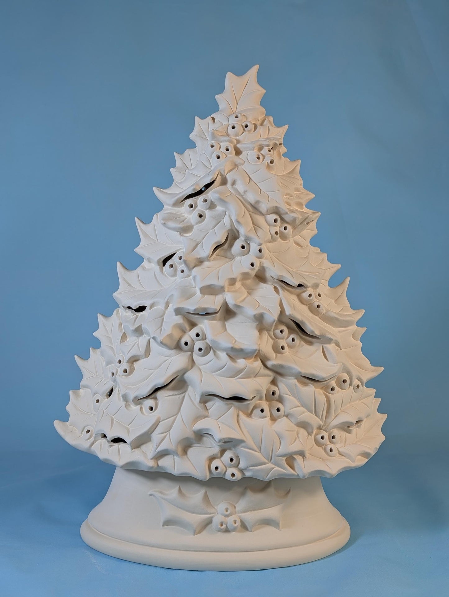 Unfinished Ceramic Holly Tree Bisque for DIY Holiday Crafts - 16.5 Inch Tall Clay Magic