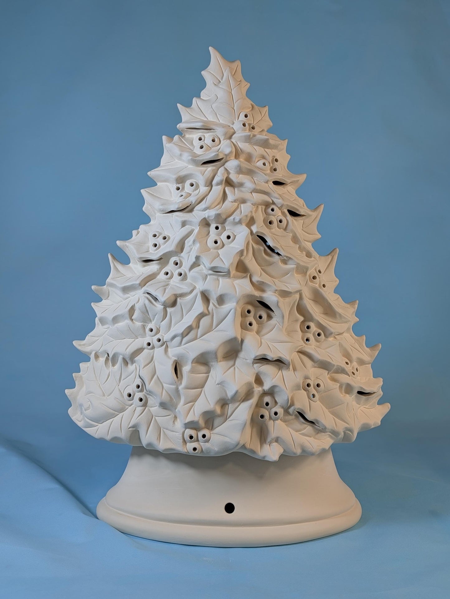 Unfinished Ceramic Holly Tree Bisque for DIY Holiday Crafts - 16.5 Inch Tall Clay Magic