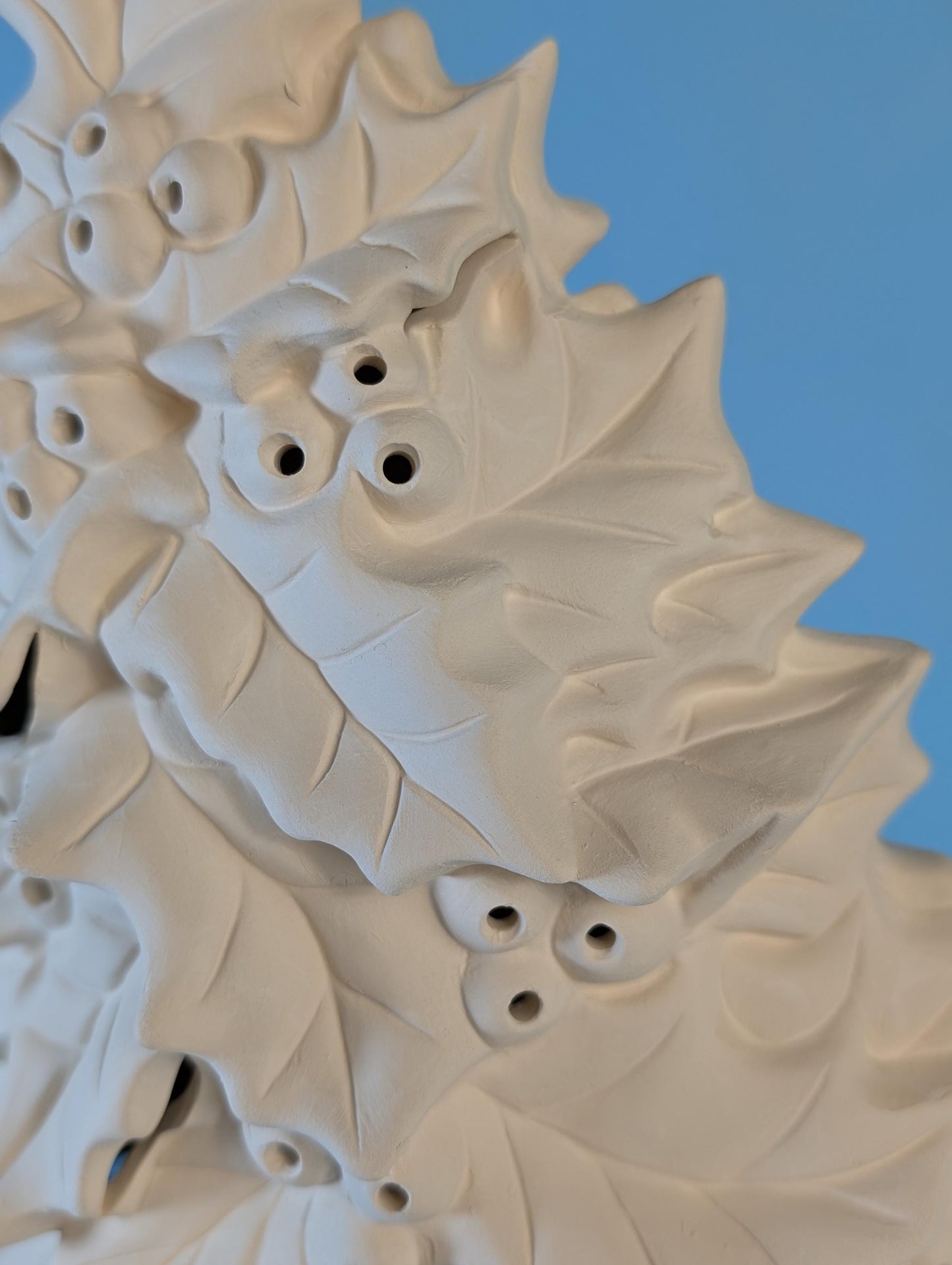 Unfinished Ceramic Holly Tree Bisque for DIY Holiday Crafts - 16.5 Inch Tall Clay Magic