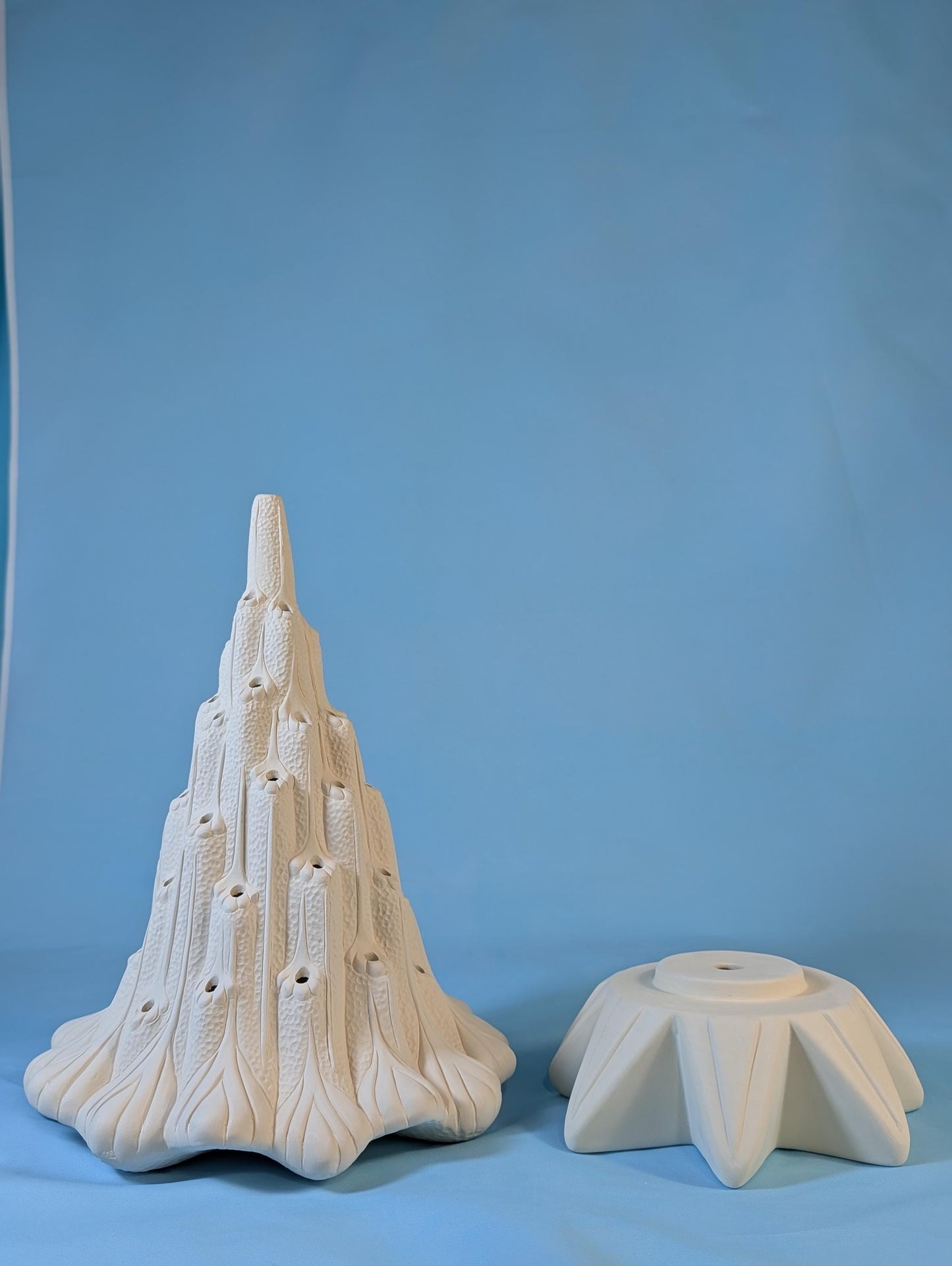 Unfinished Ceramic Bisque Lava Tree Sculpture - 14 Inch Tall Clay Art for DIY Painting