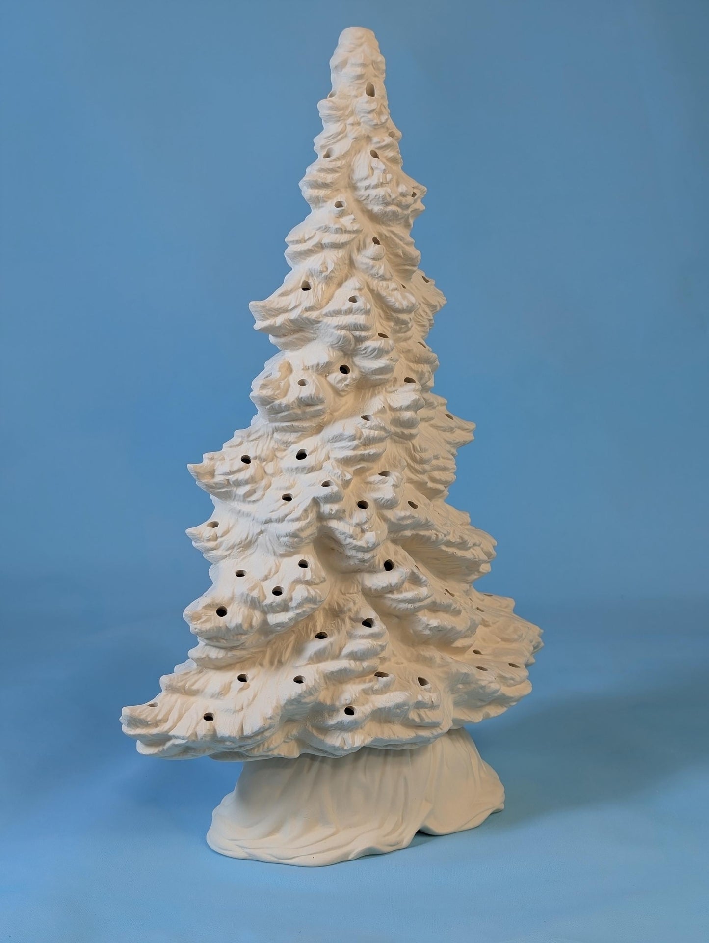 Tampa Bay 12-inch Unfinished Christmas Tree Decoration for DIY Painting, Medium Shallow Depth Holiday Decor - Teresa's Ceramics